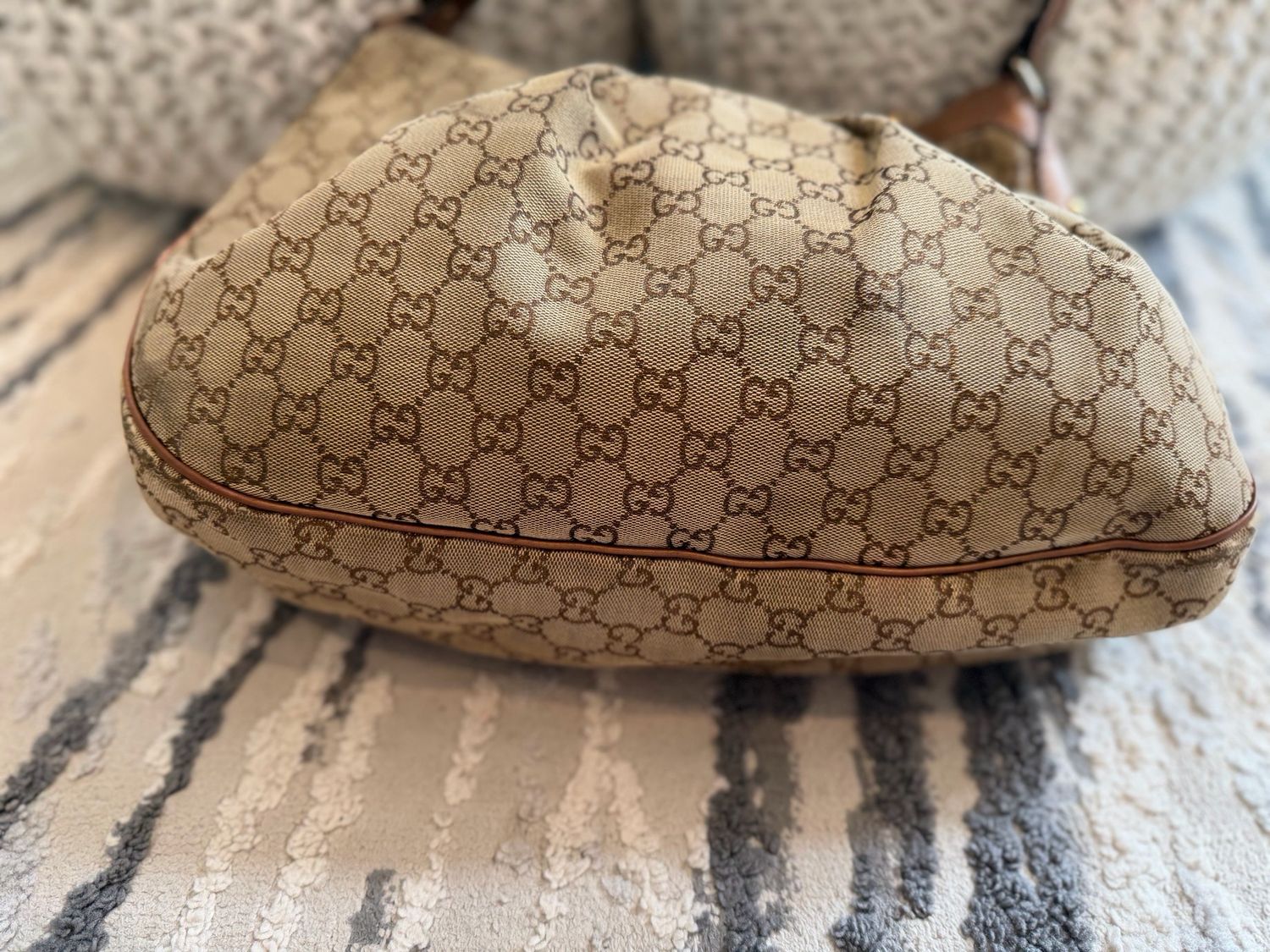 Gucci Monogram Canvas Sukey Hobo Rose Gold