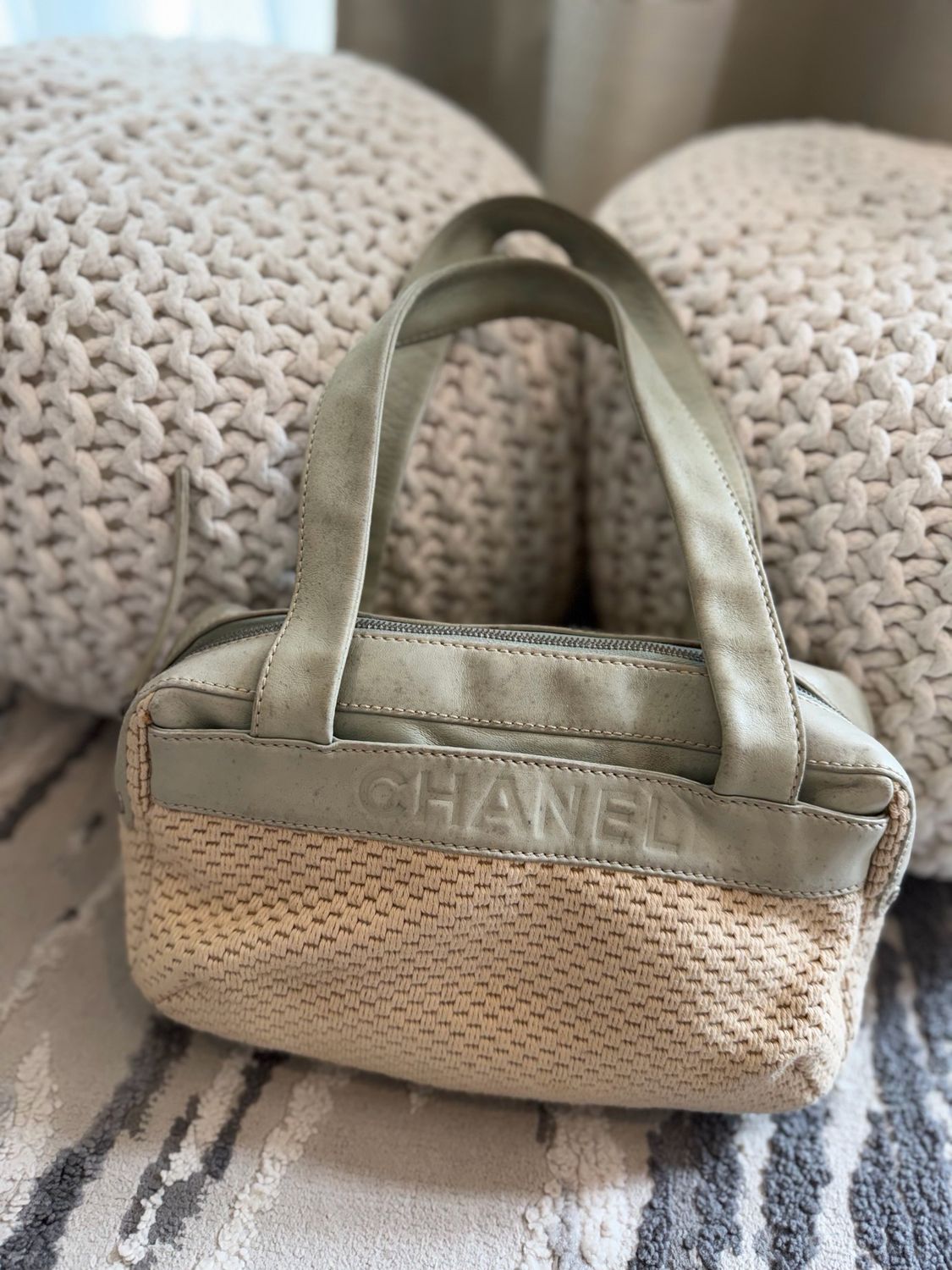 Chanel Bowler Lax Woven Tote Shoulder