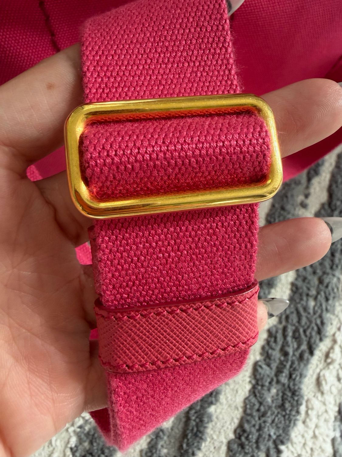 Prada Canapa Messenger Tote Sling Crossbody Small Peonia 