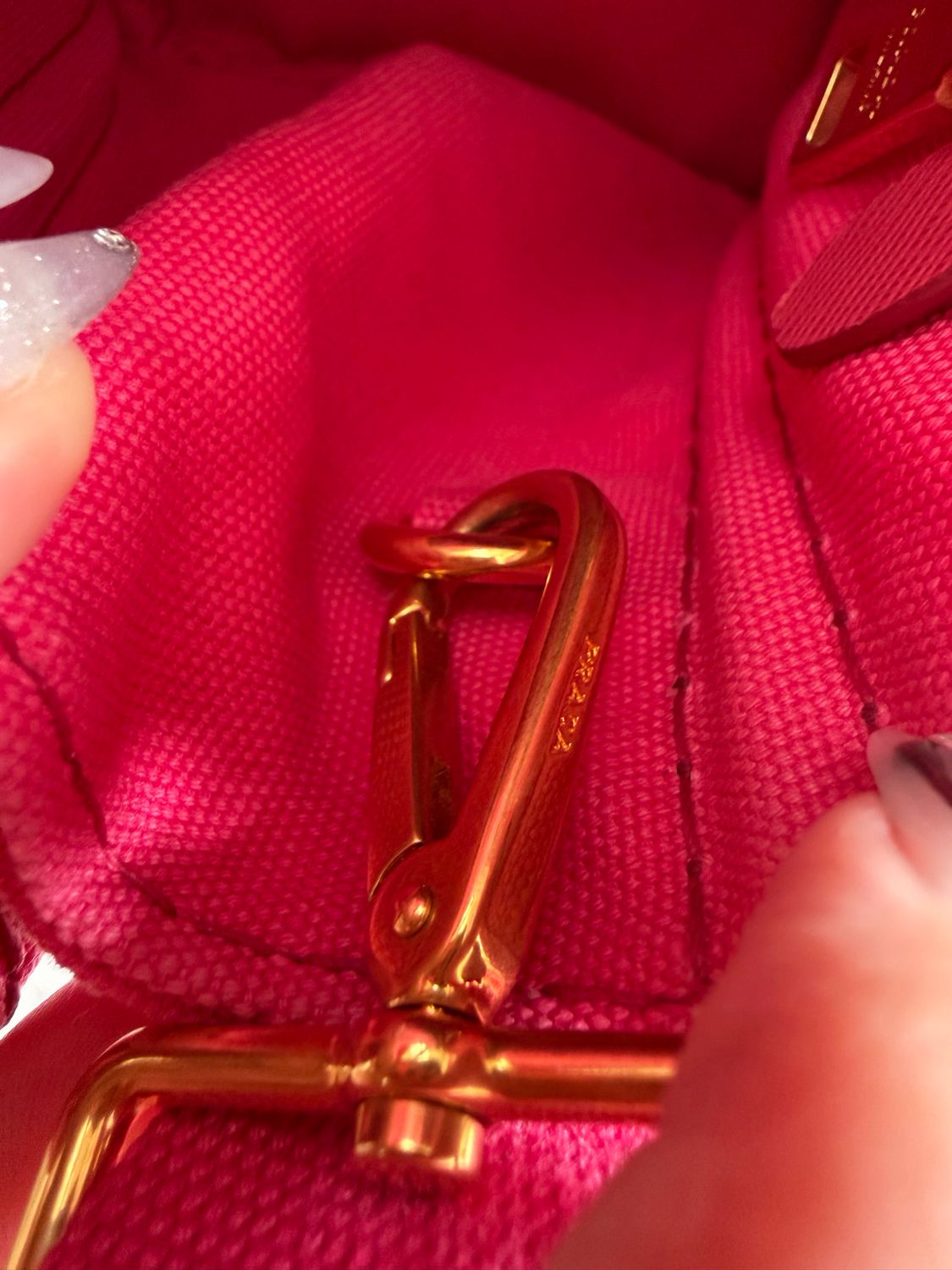 Prada Canapa Messenger Tote Sling Crossbody Small Peonia 