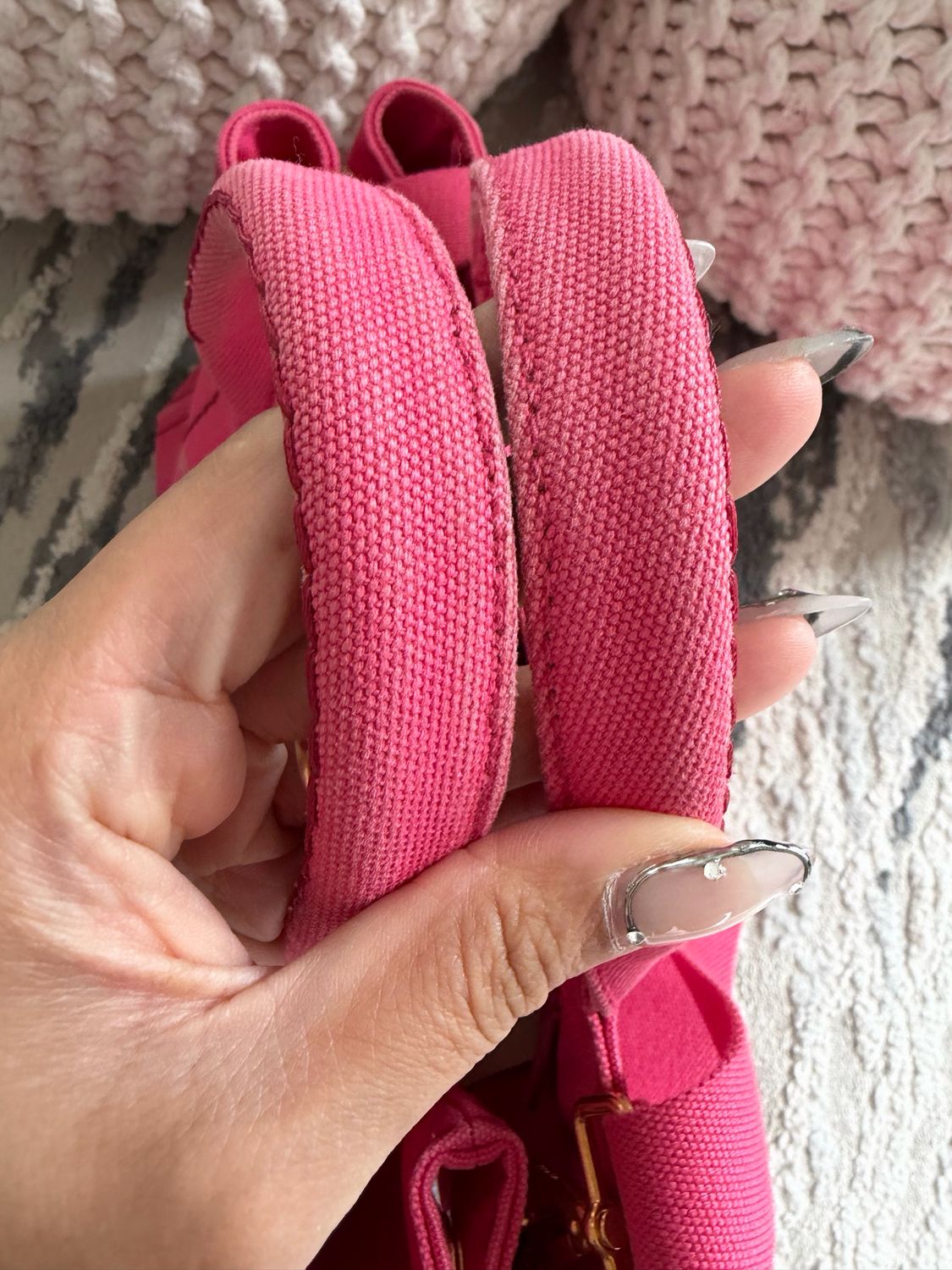 Prada Canapa Messenger Tote Sling Crossbody Small Peonia 