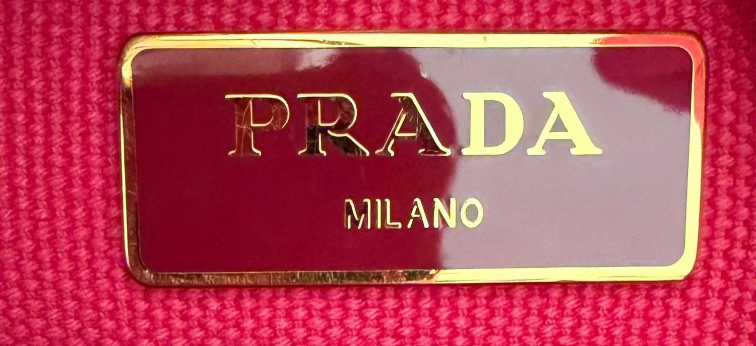 Prada Canapa Messenger Tote Sling Crossbody Small Peonia 