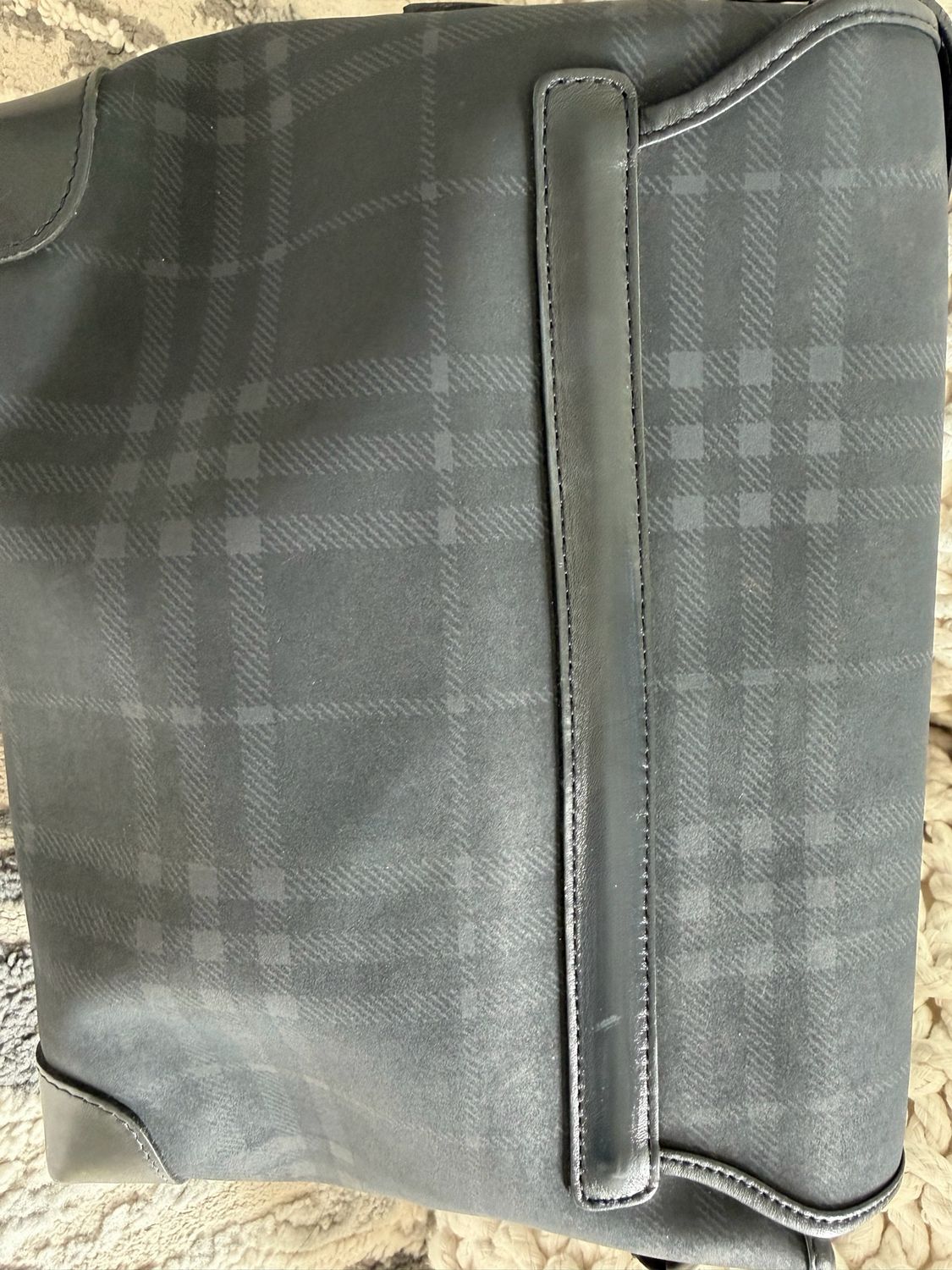 Burberry Navy Blue Check Messenger Crossbody Flap