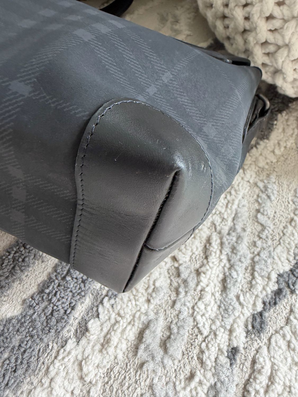 Burberry Navy Blue Check Messenger Crossbody Flap