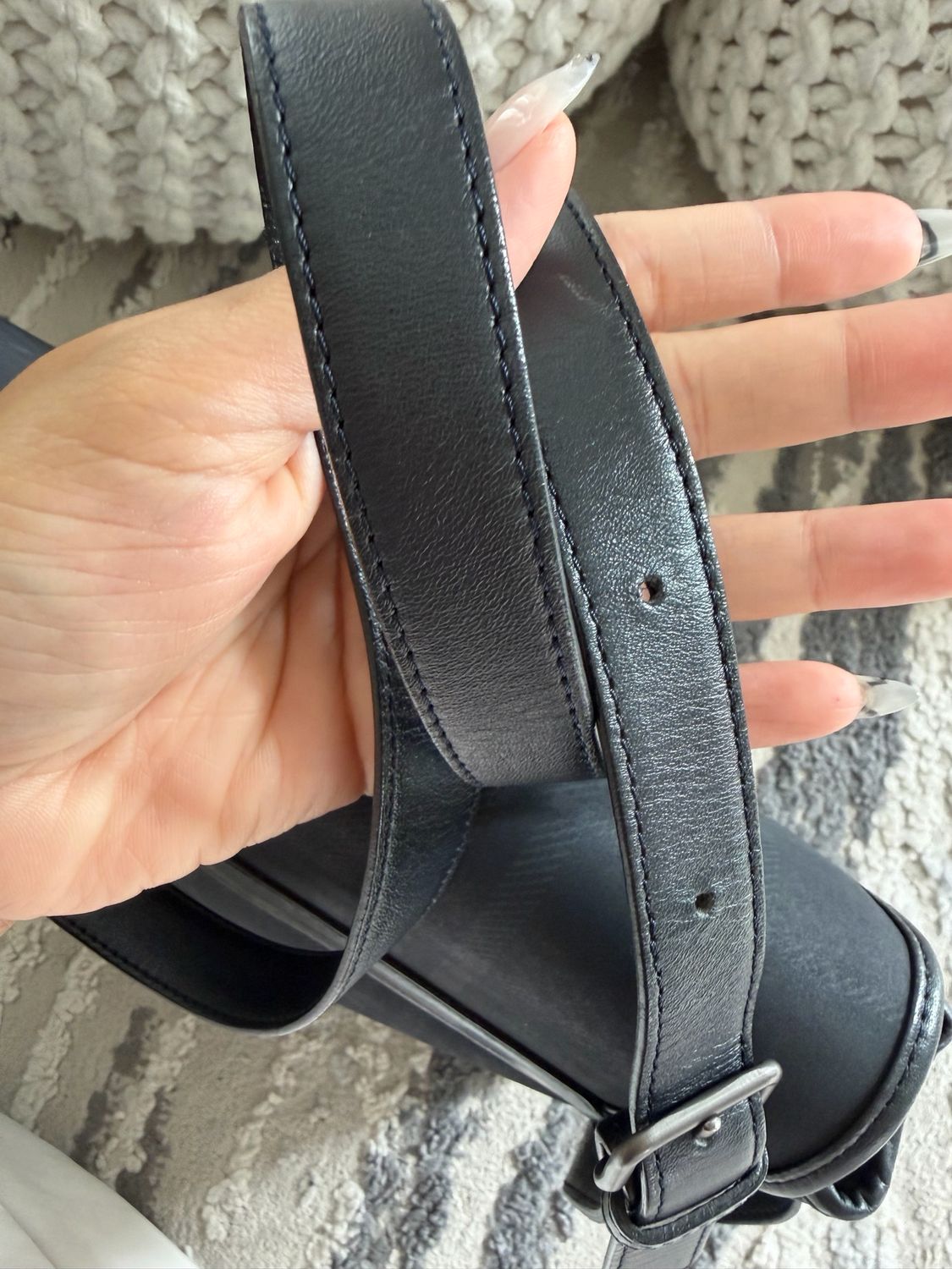 Burberry Navy Blue Check Messenger Crossbody Flap