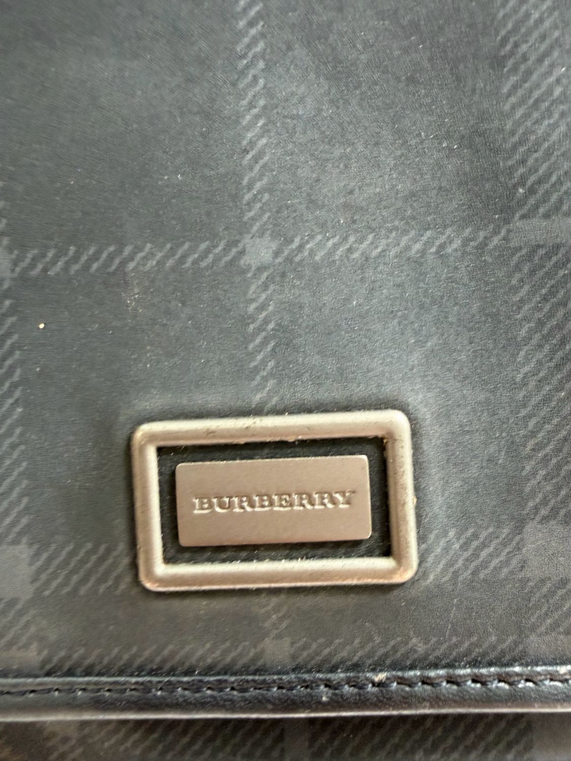 Burberry Navy Blue Check Messenger Crossbody Flap