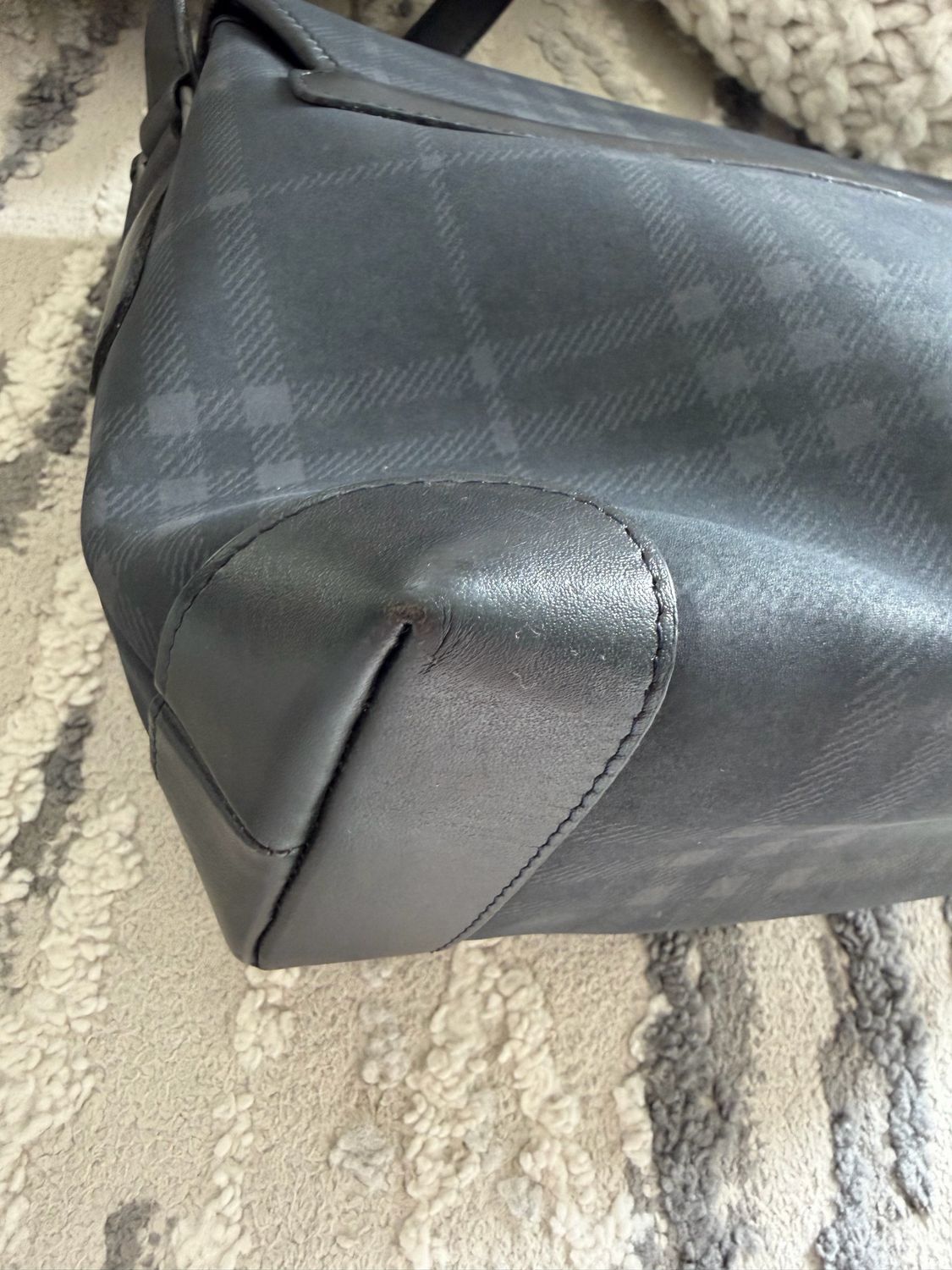 Burberry Navy Blue Check Messenger Crossbody Flap