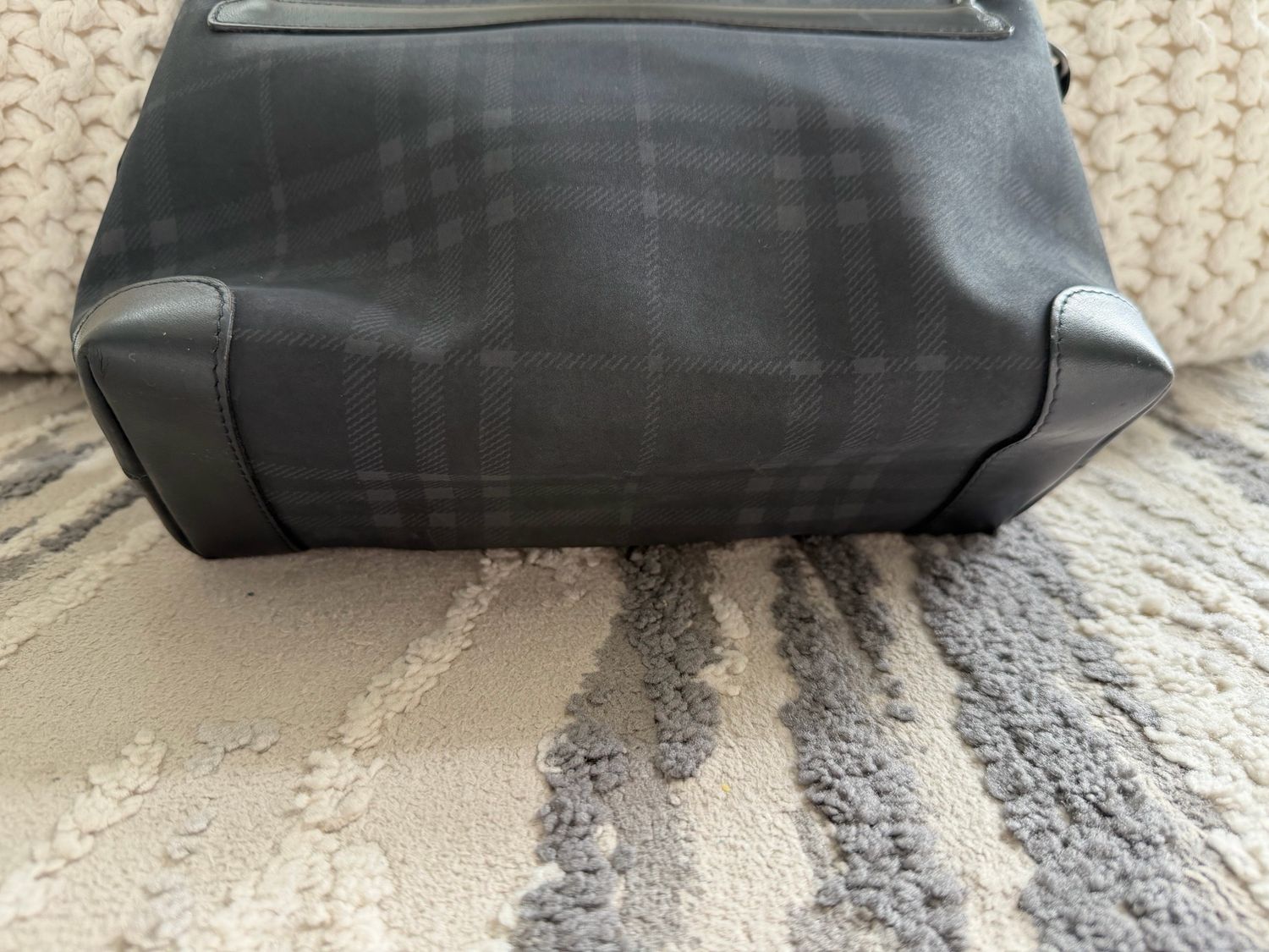 Burberry Navy Blue Check Messenger Crossbody Flap