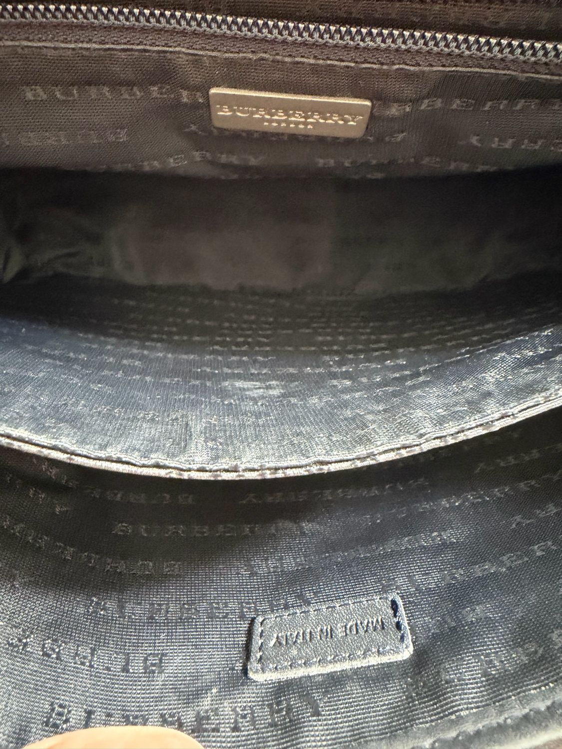 Burberry Navy Blue Check Messenger Crossbody Flap