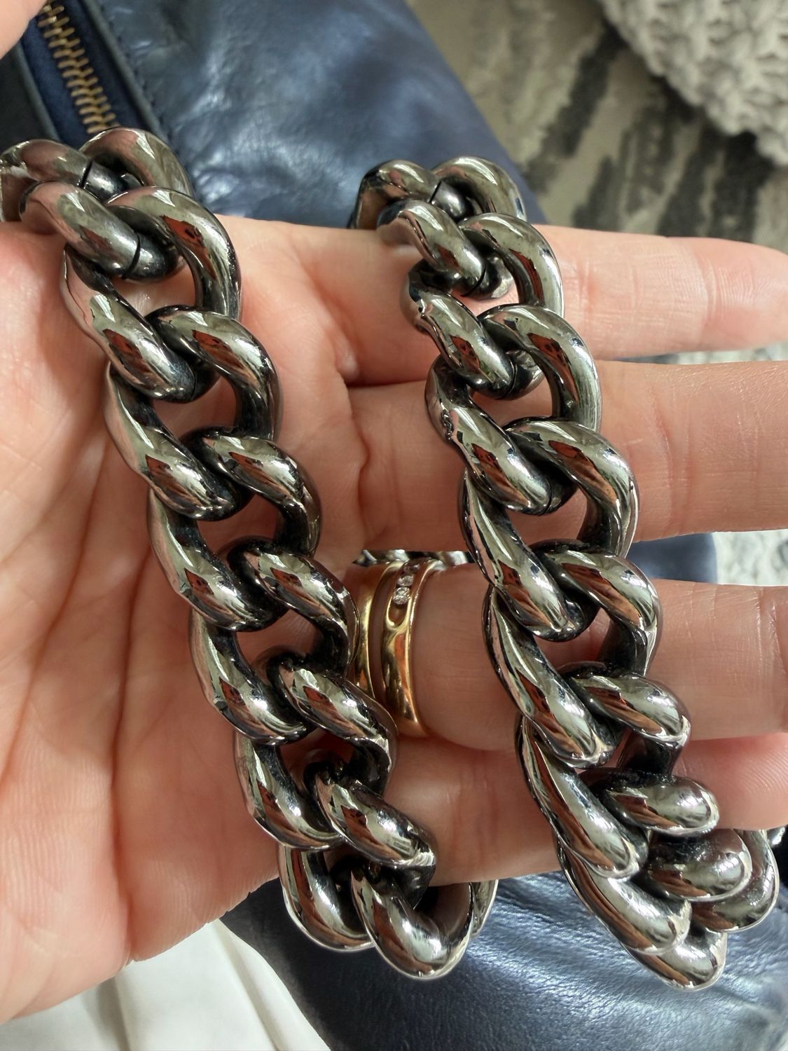 Gucci Leather Hobo Galaxy Chain Strap Crossbody Navy Blue