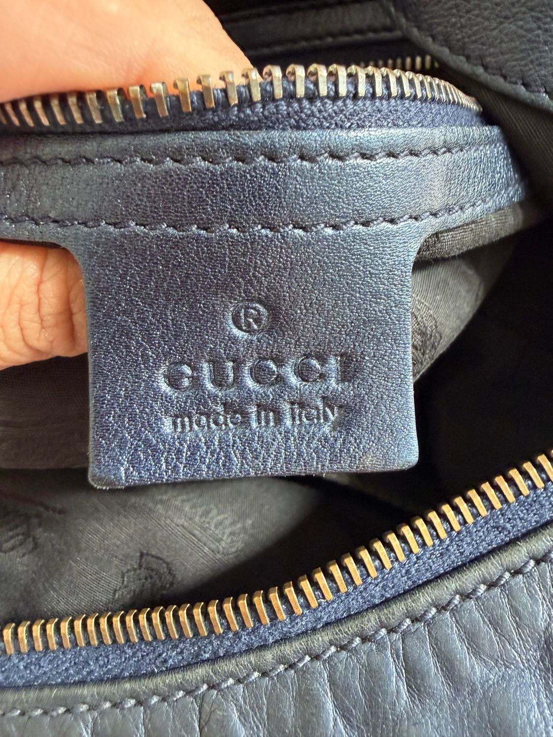 Gucci Leather Hobo Galaxy Chain Strap Crossbody Navy Blue