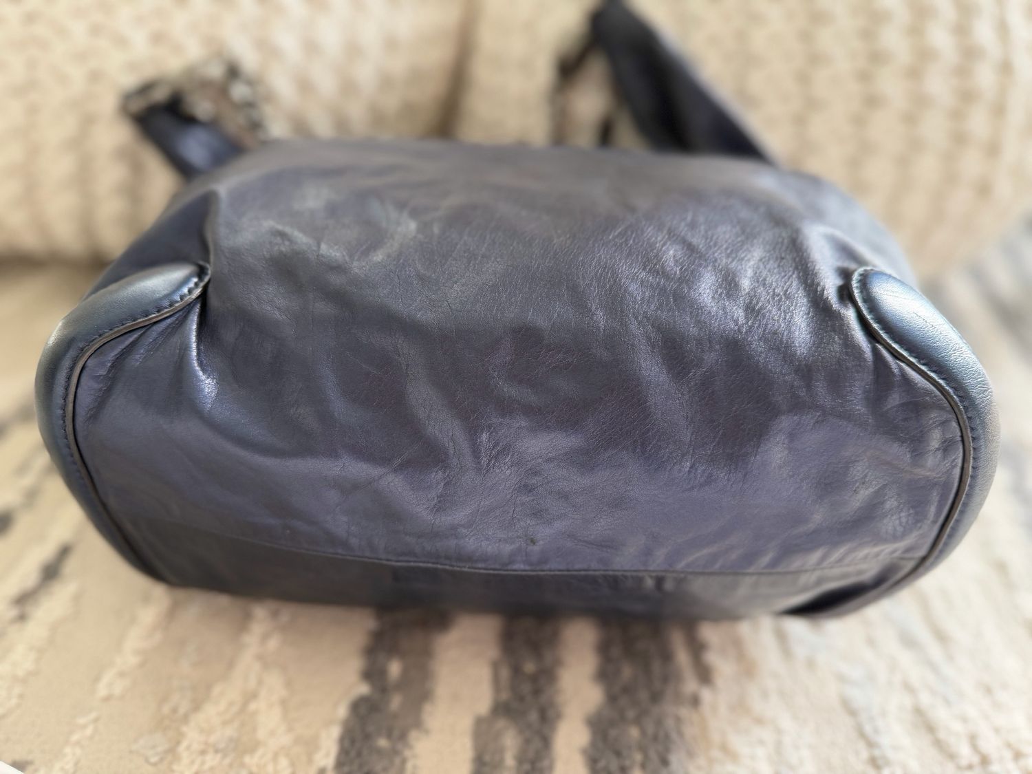 Gucci Leather Hobo Galaxy Chain Strap Crossbody Navy Blue