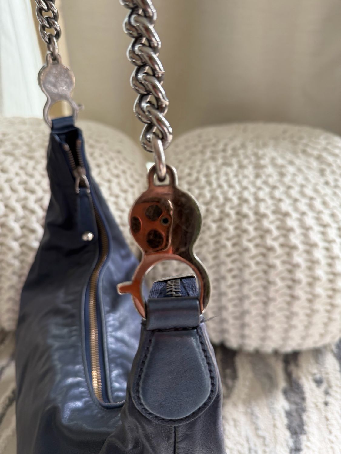 Gucci Leather Hobo Galaxy Chain Strap Crossbody Navy Blue