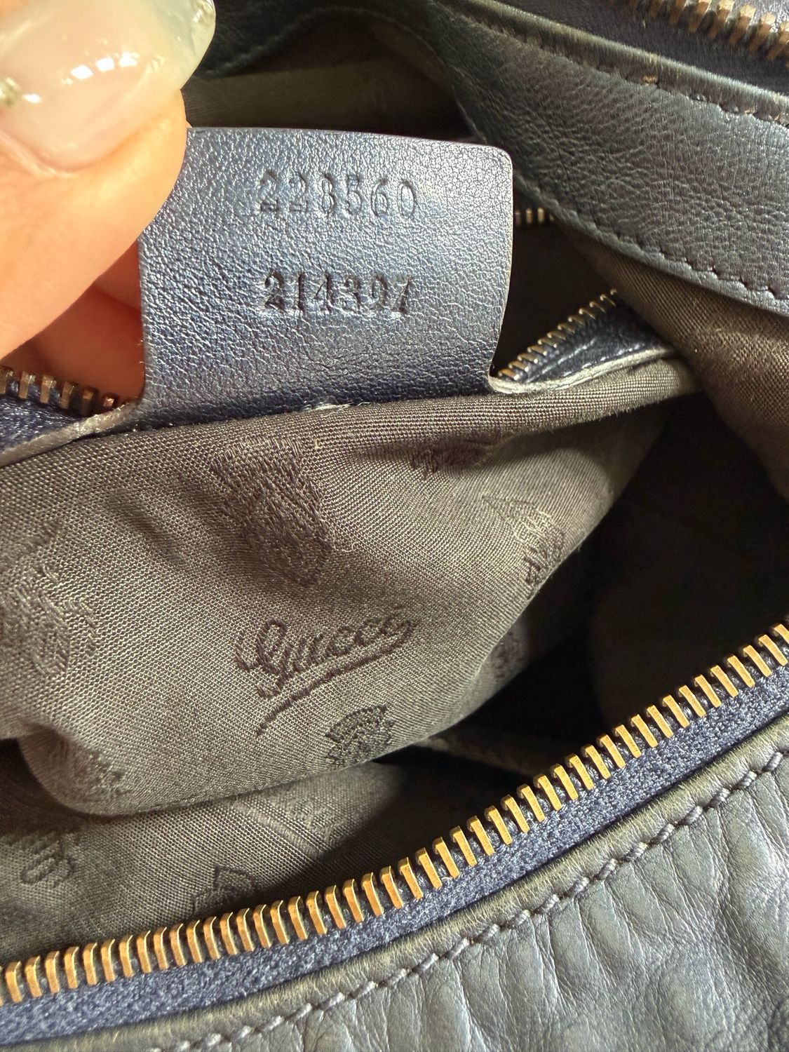 Gucci Leather Hobo Galaxy Chain Strap Crossbody Navy Blue