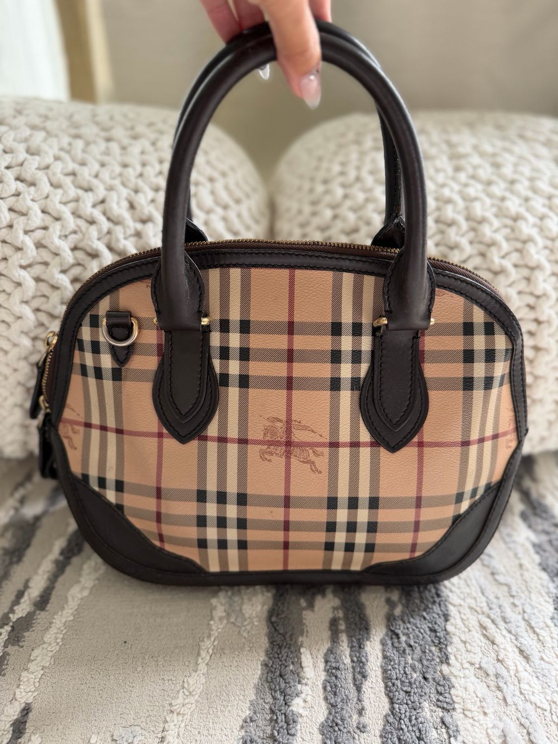 Burberry Haymarket Check Orchard Bowling Dome Tote 