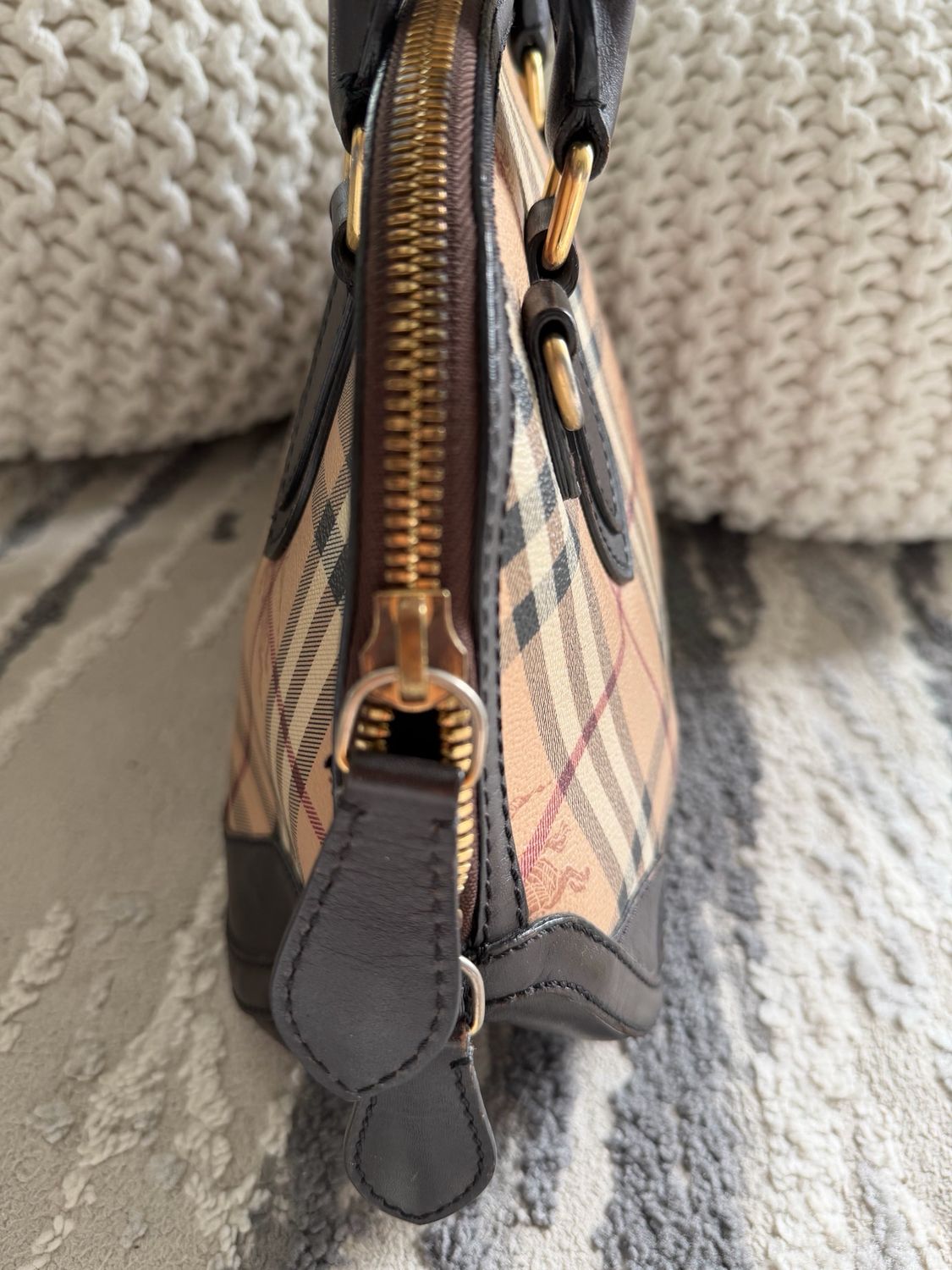 Burberry Haymarket Check Orchard Bowling Dome Tote 