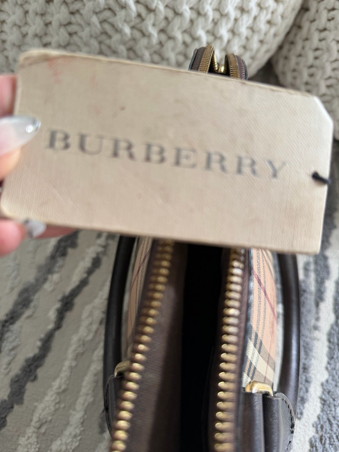 Burberry Haymarket Check Orchard Bowling Dome Tote 