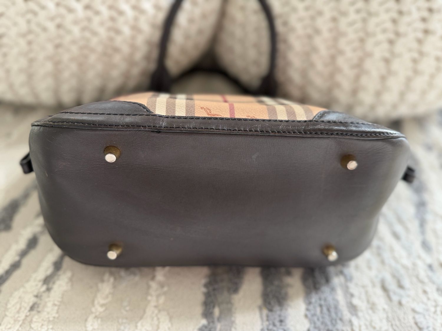 Burberry Haymarket Check Orchard Bowling Dome Tote 