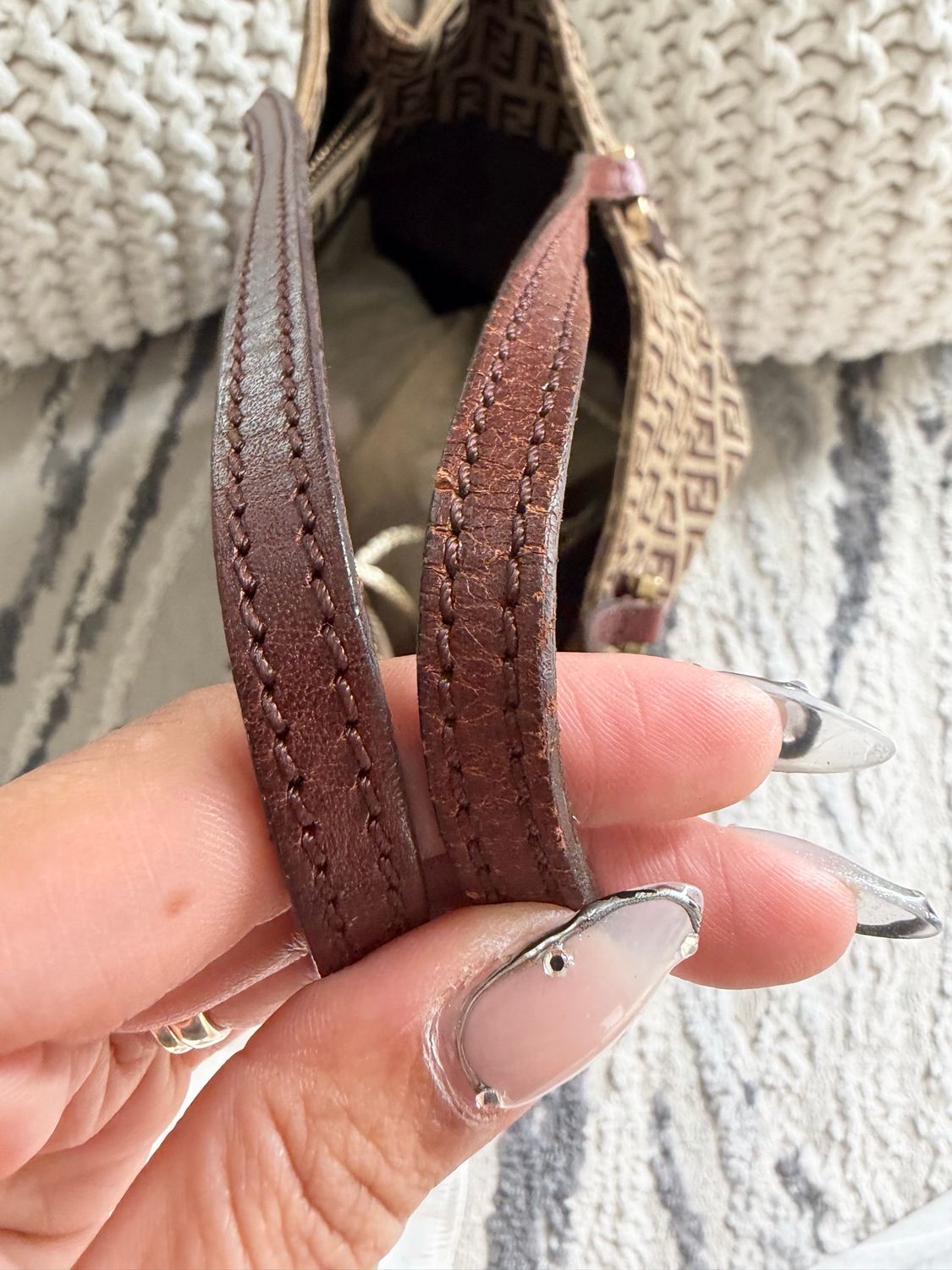 Fendi Zucchino Canvas Vertical Tote Logo Shoulder Bag