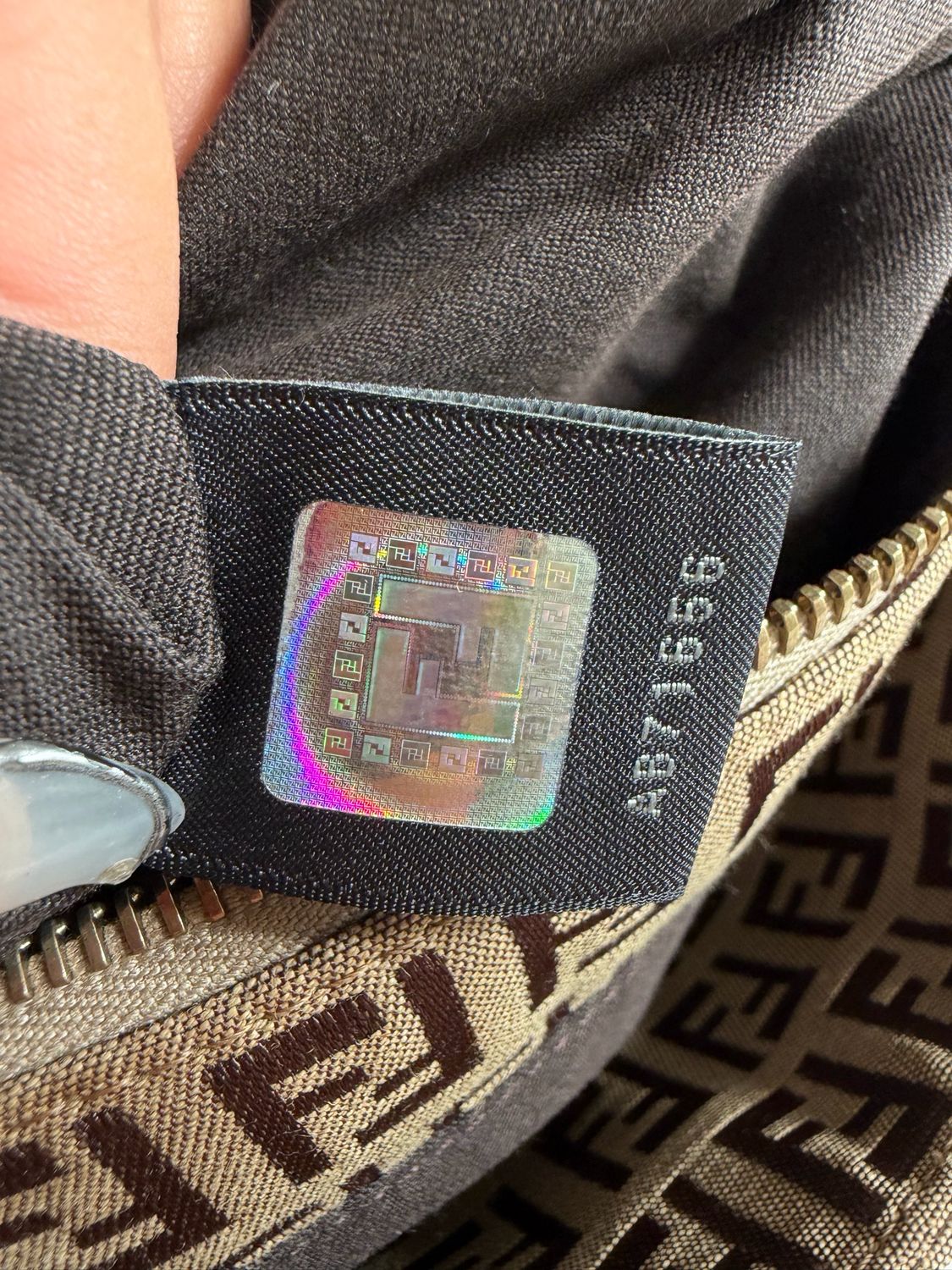 Fendi Zucchino Canvas Vertical Tote Logo Shoulder Bag