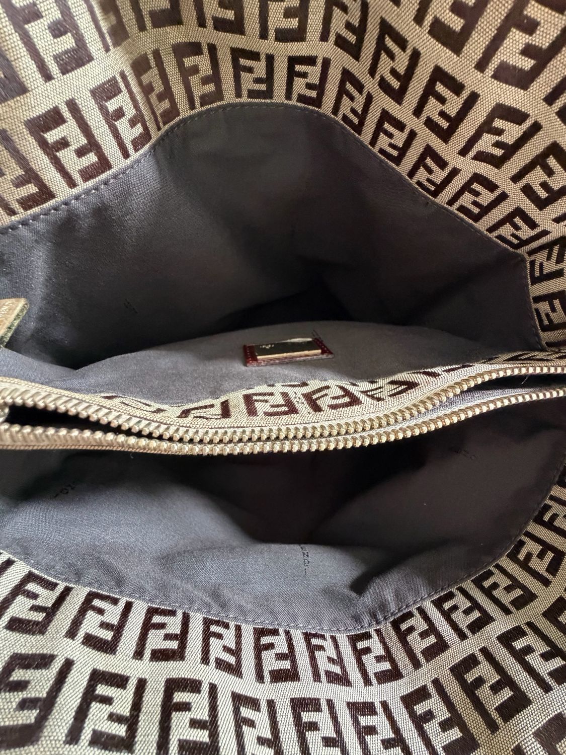 Fendi Zucchino Canvas Vertical Tote Logo Shoulder Bag