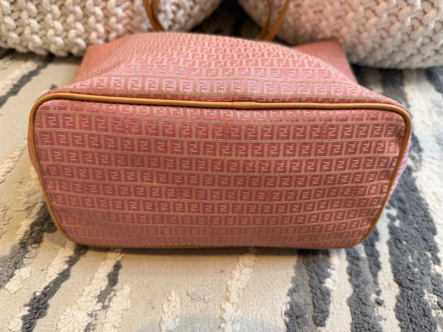 Fendi Zucchino Canvas Vertical Tote Pink