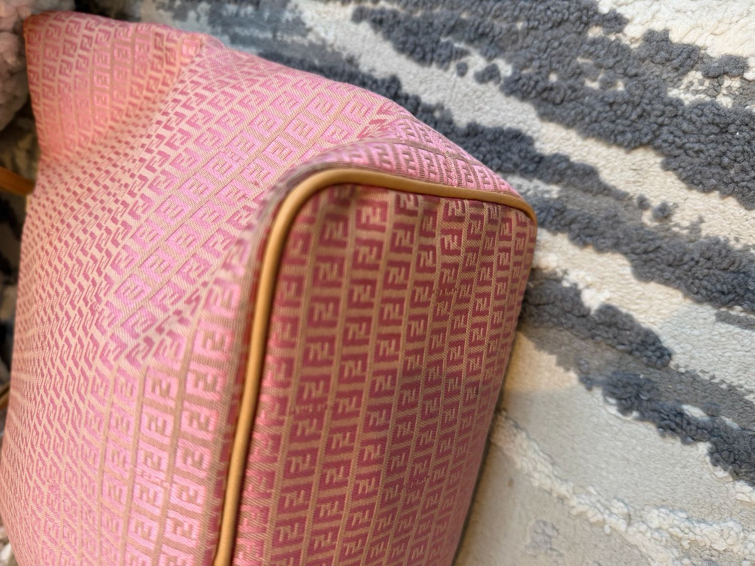 Fendi Zucchino Canvas Vertical Tote Pink