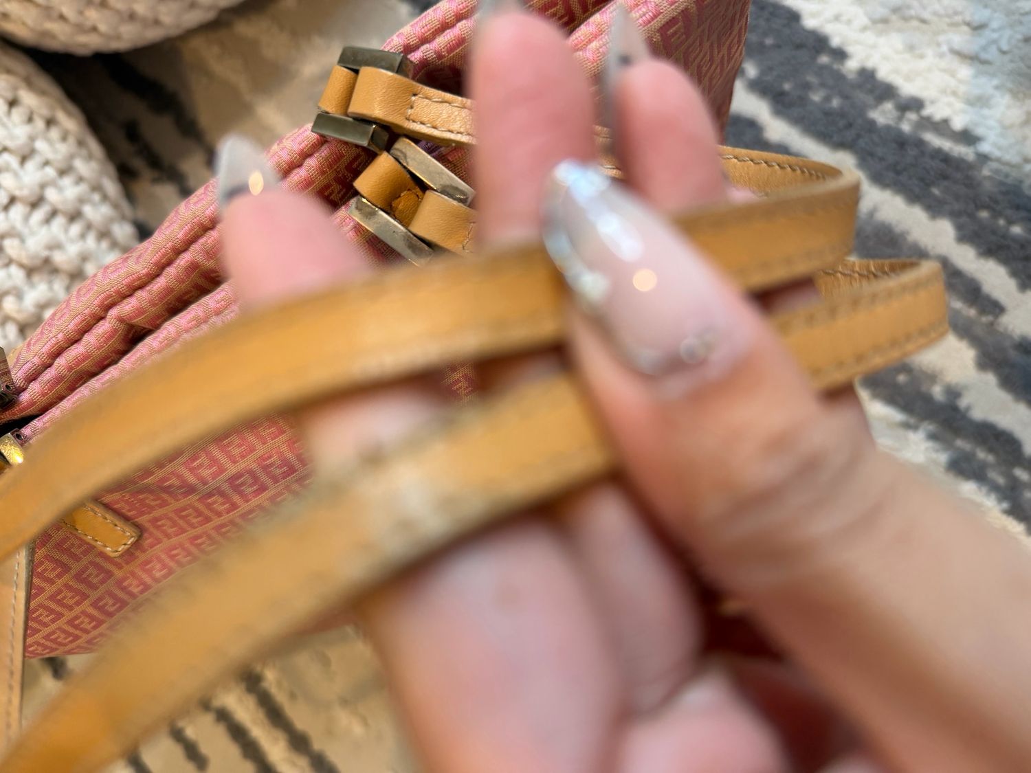 Fendi Zucchino Canvas Vertical Tote Pink