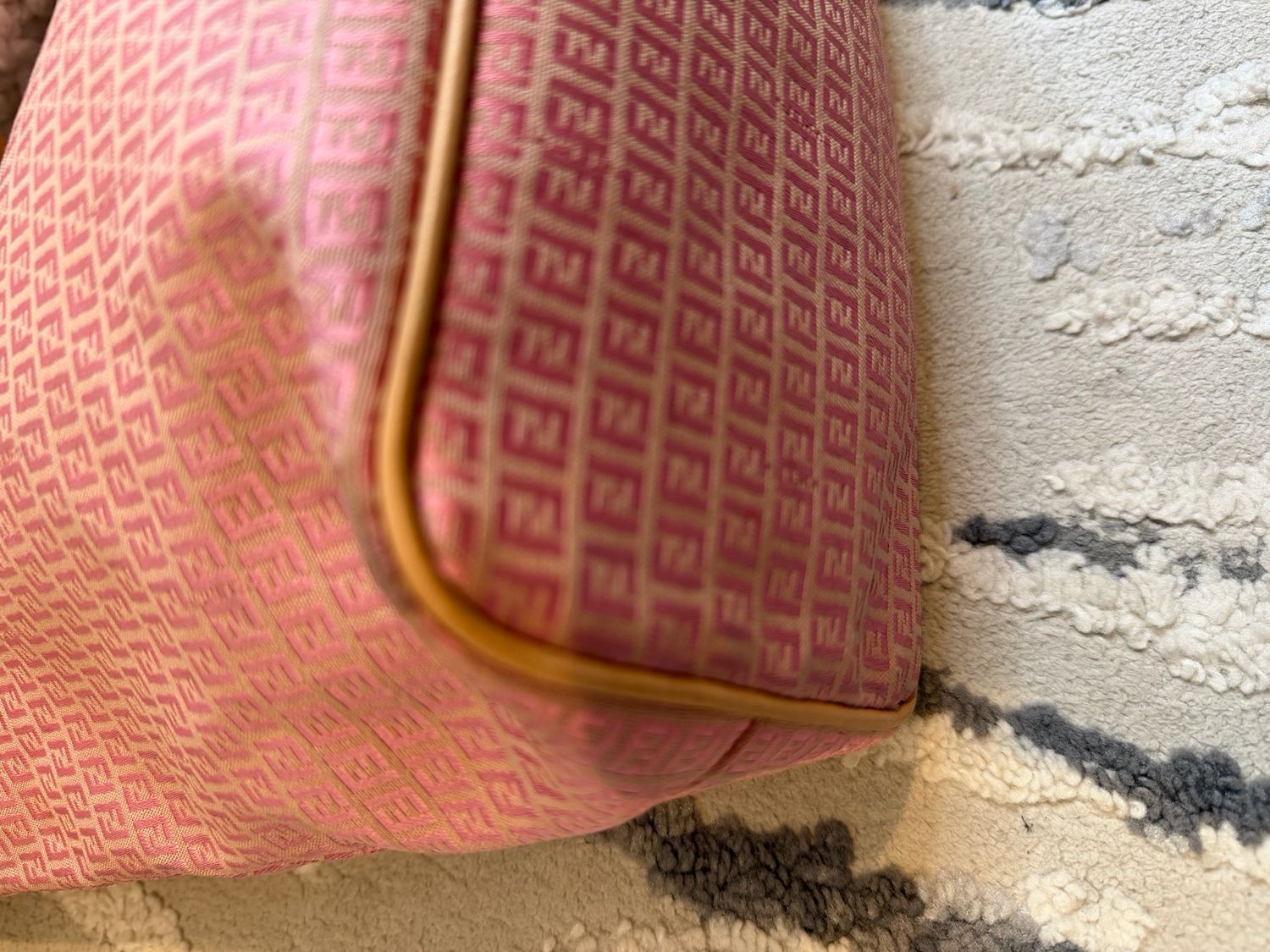 Fendi Zucchino Canvas Vertical Tote Pink