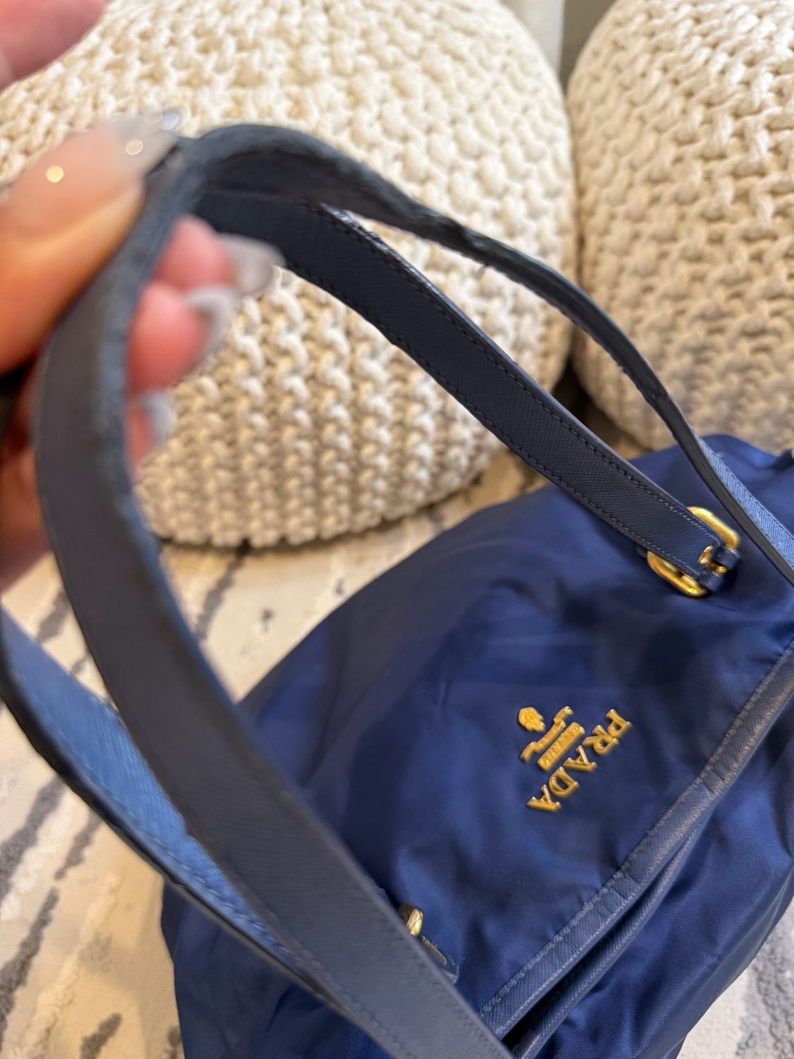 Prada Nylon Tessuto Shopper Tote Drawstring
