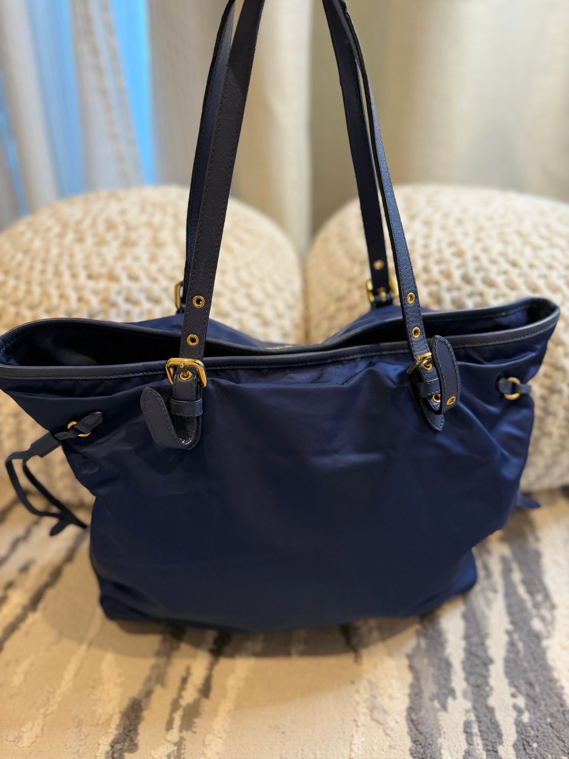 Prada Nylon Tessuto Shopper Tote Drawstring