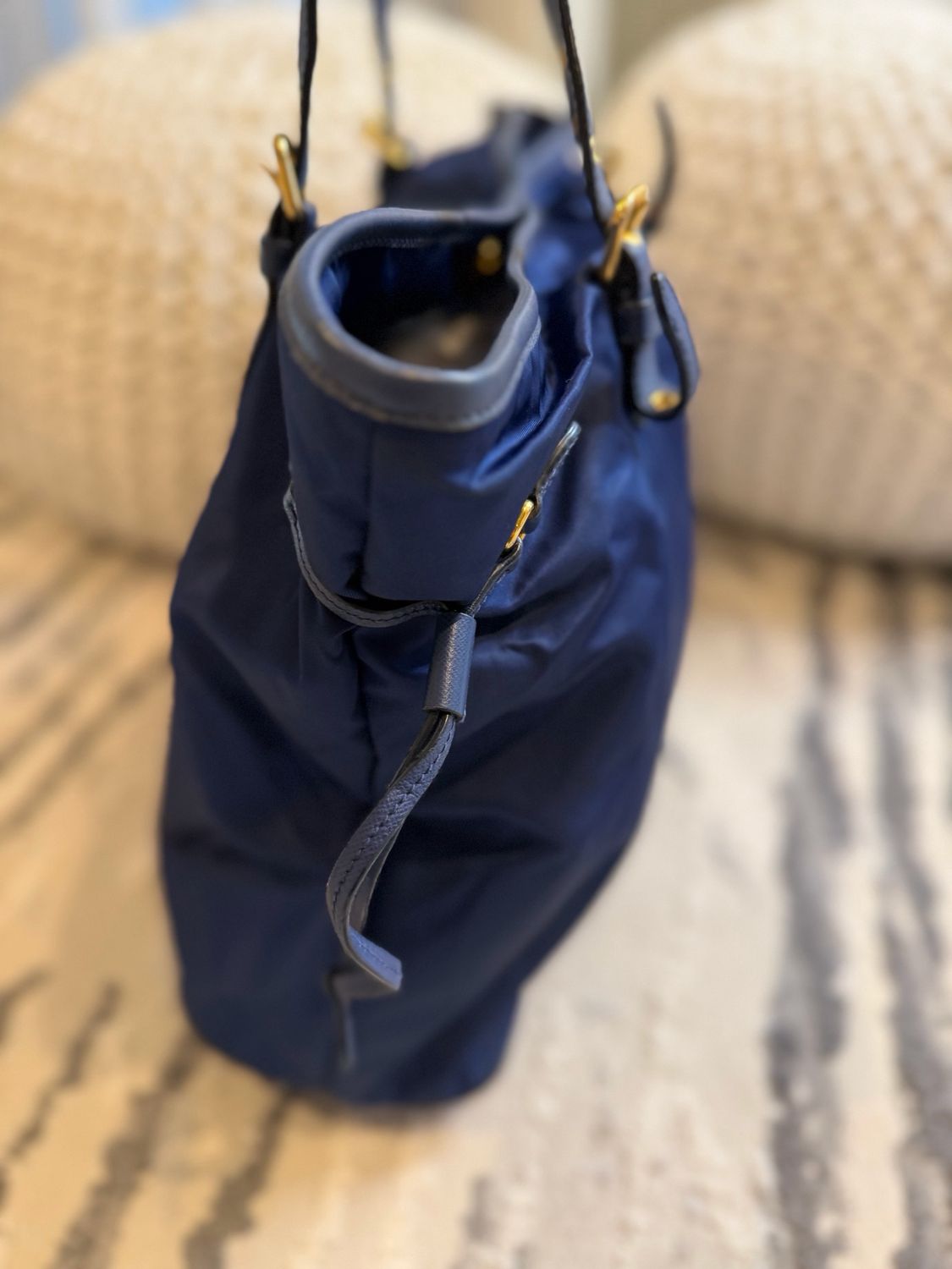 Prada Nylon Tessuto Shopper Tote Drawstring