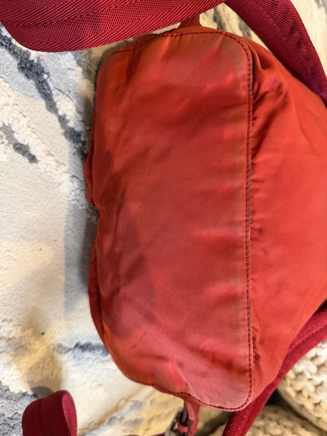 Prada Nylon Tessuto Small Backpack Red Double Pocket