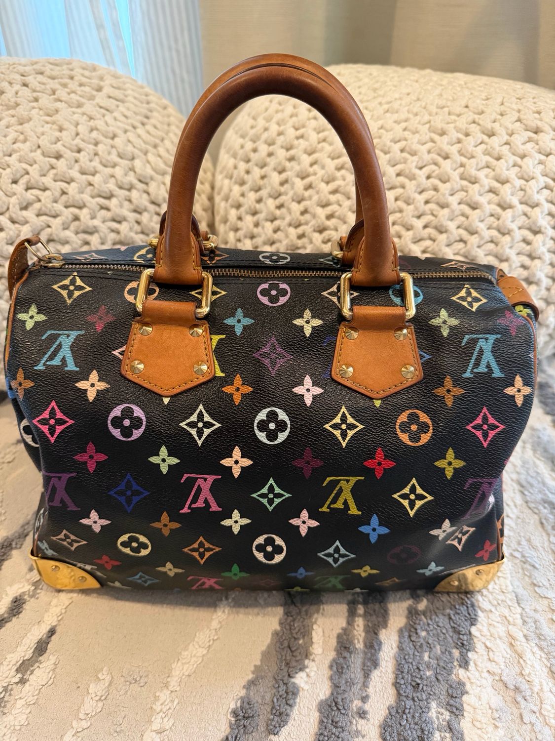Louis Vuitton Monogram Multicolor Takashi Murakami Speedy Bowler Satchel Noir