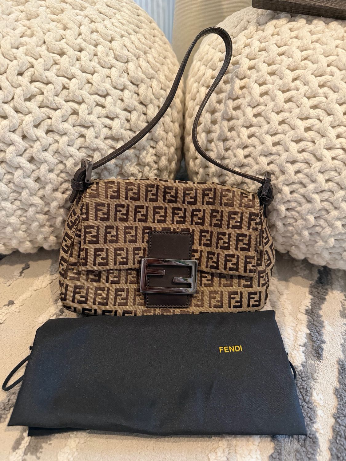 Fendi Zucca Baguette Canvas Hobo Mini Shoulder