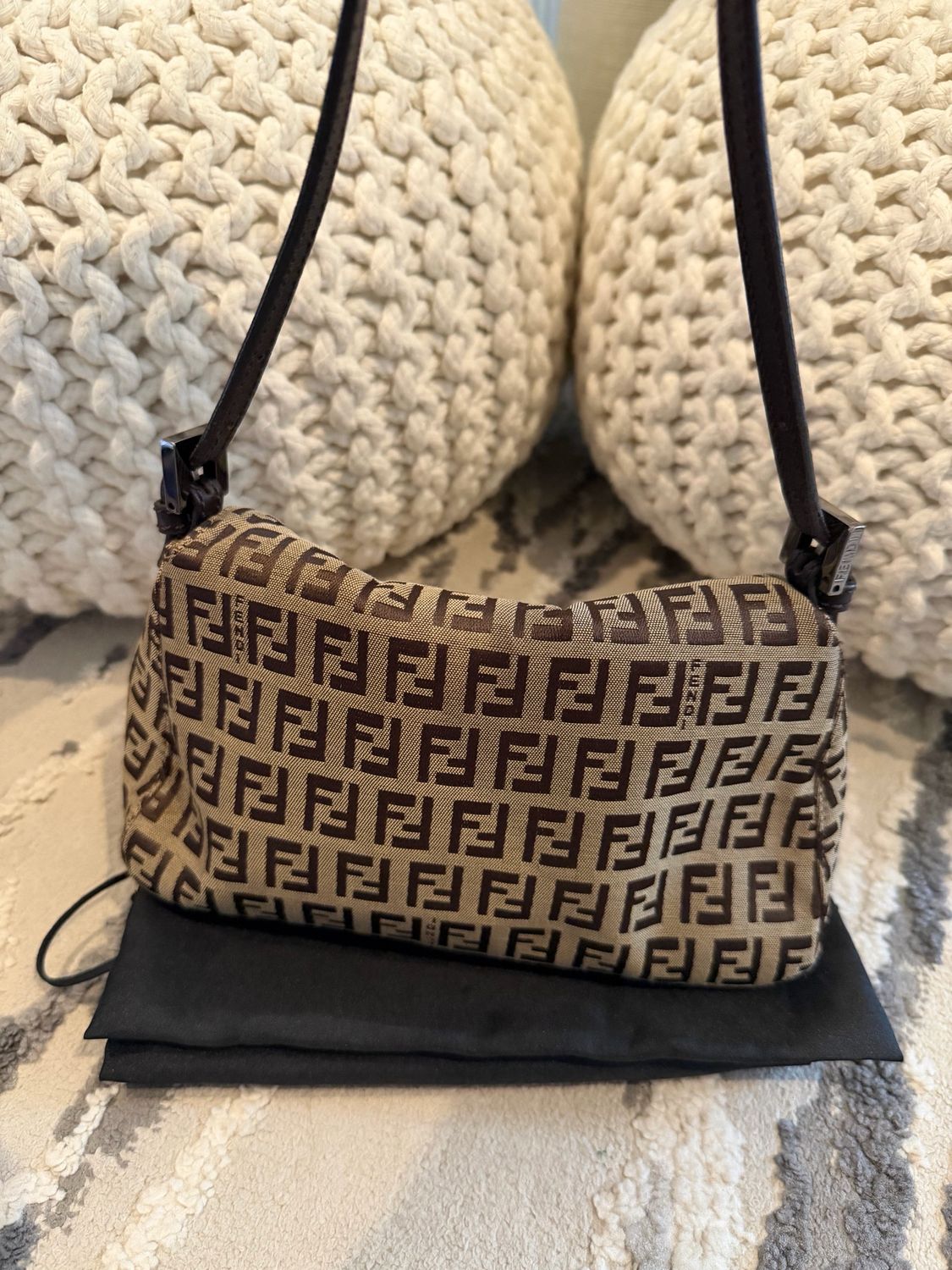 Fendi Zucca Baguette Canvas Hobo Mini Shoulder
