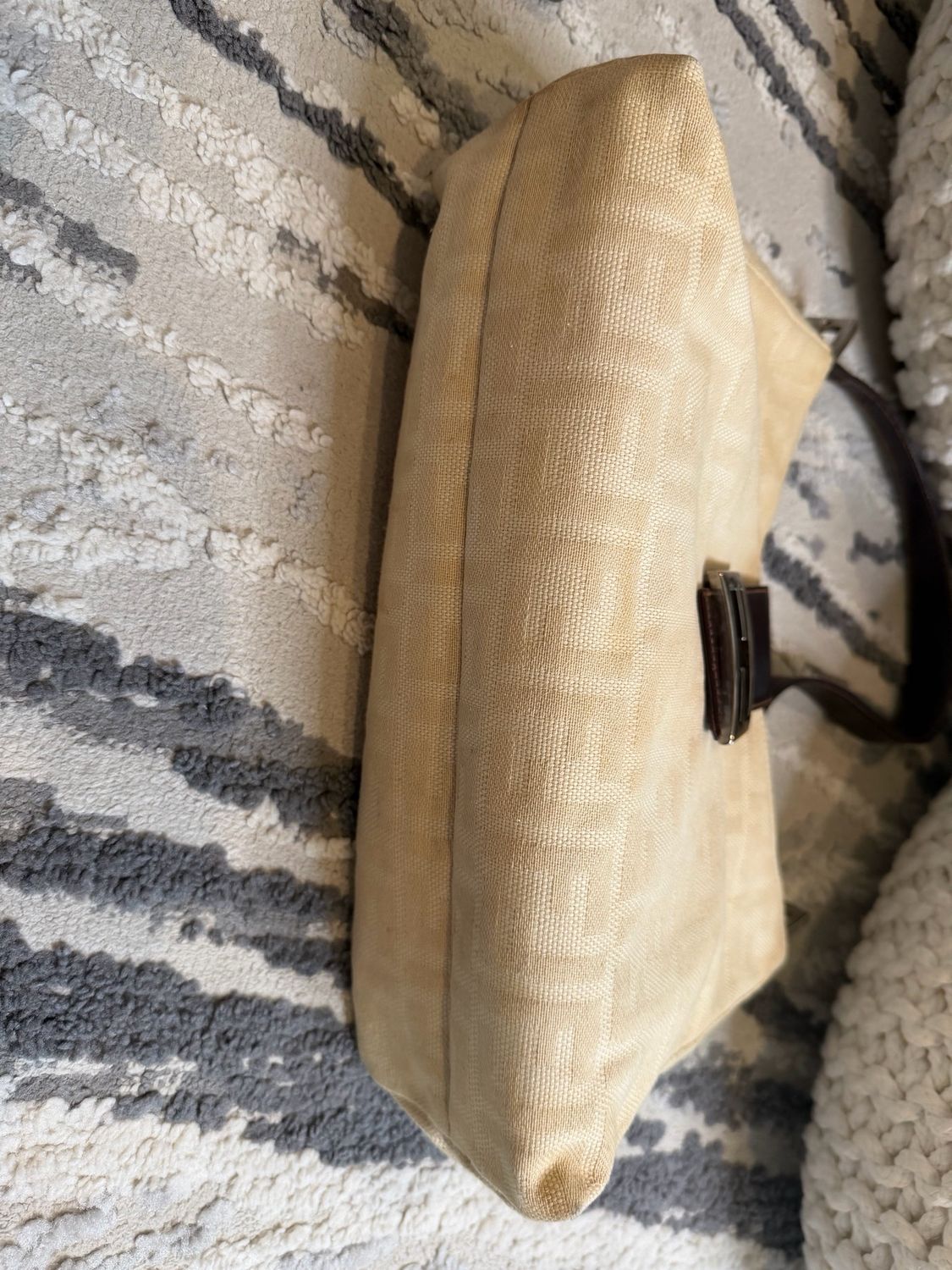 Fendi Zucca Baguette Canvas Hobo Shoulder Bag