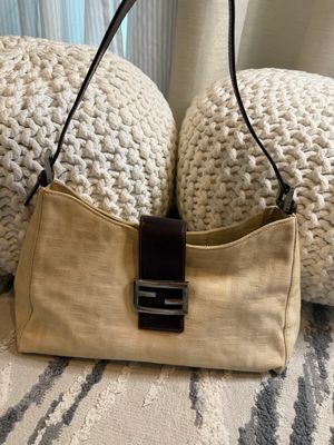 Fendi Zucca Baguette Canvas Hobo Shoulder Bag