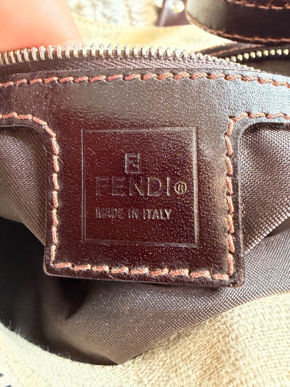Fendi Zucca Baguette Canvas Hobo Shoulder Bag