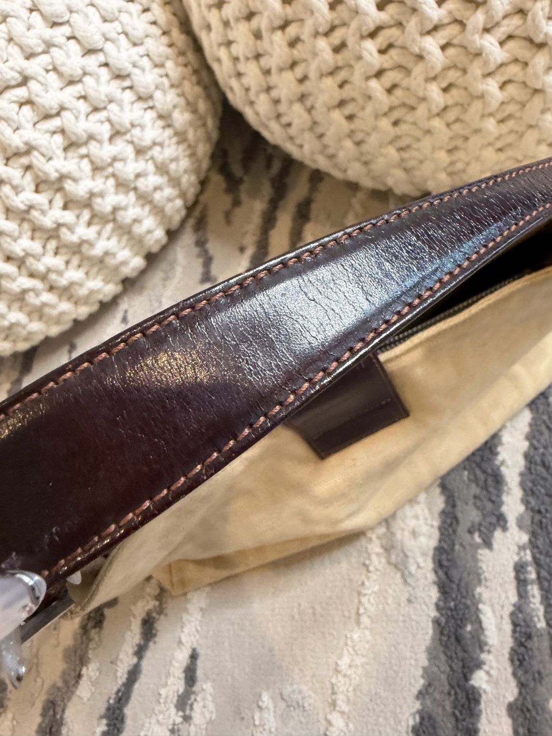 Fendi Zucca Baguette Canvas Hobo Shoulder Bag