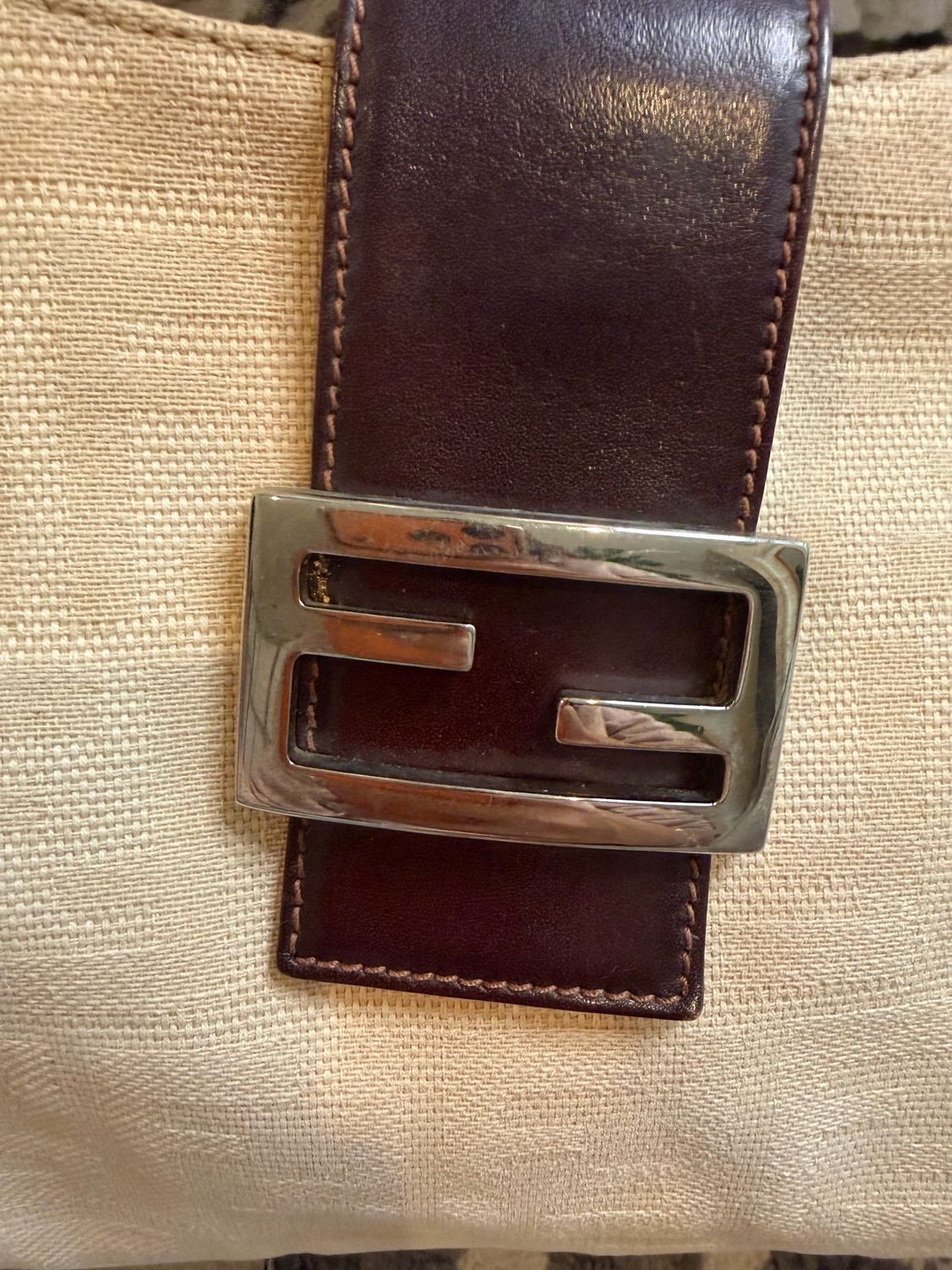 Fendi Zucca Baguette Canvas Hobo Shoulder Bag