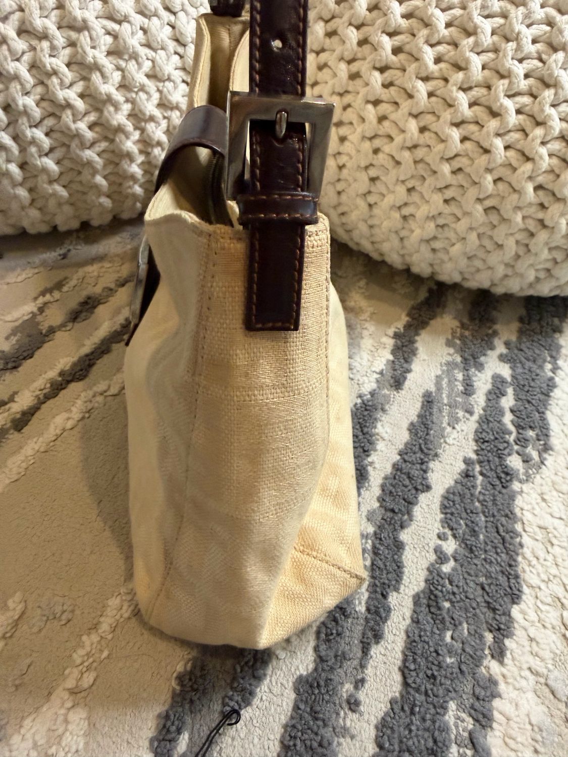 Fendi Zucca Baguette Canvas Hobo Shoulder Bag
