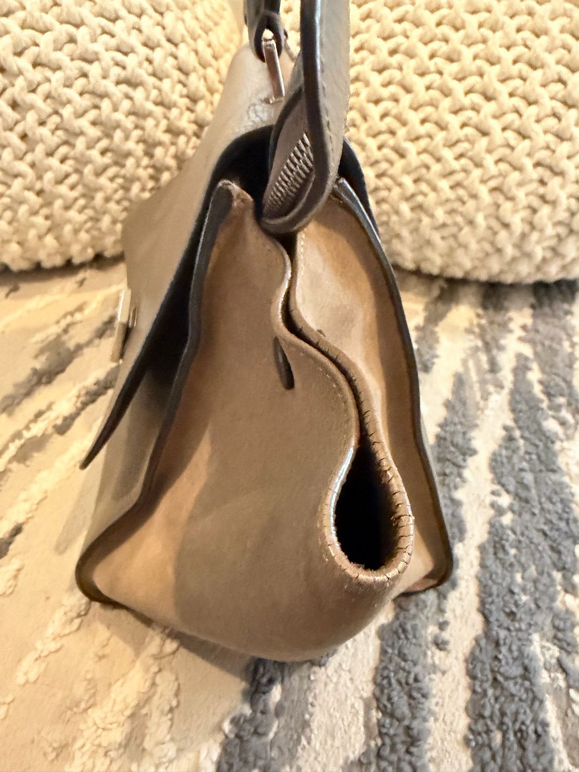 Celine Trapeze Medium Shoulder Pebbled Leather Suede