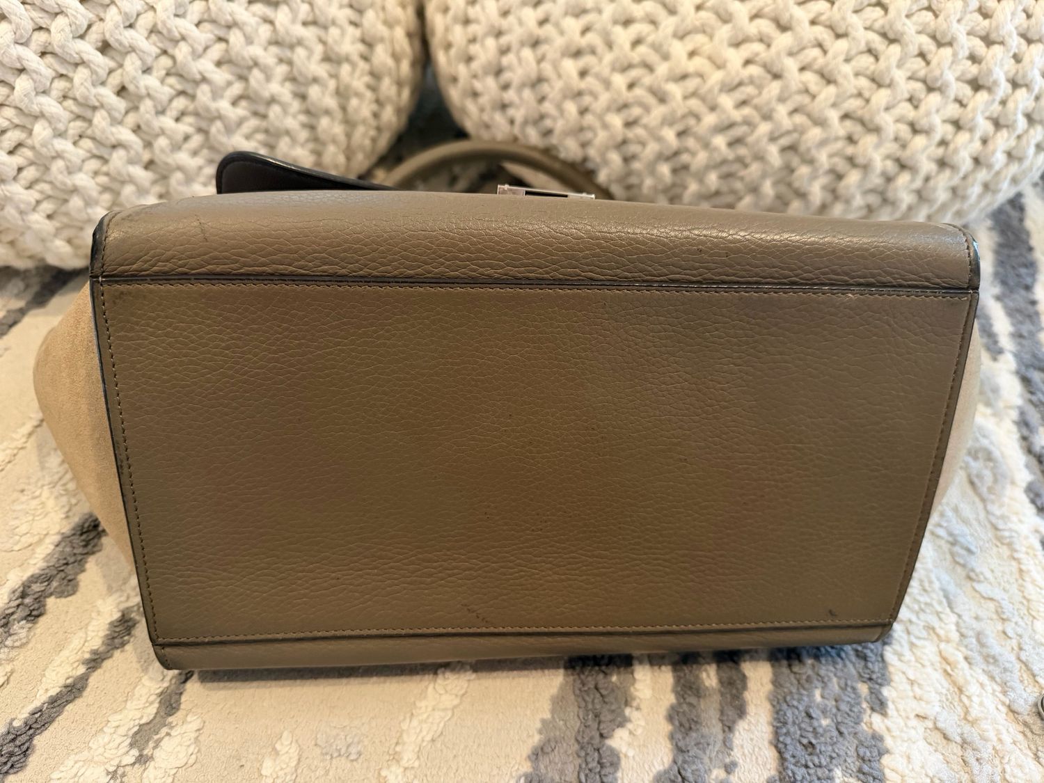 Celine Trapeze Medium Shoulder Pebbled Leather Suede