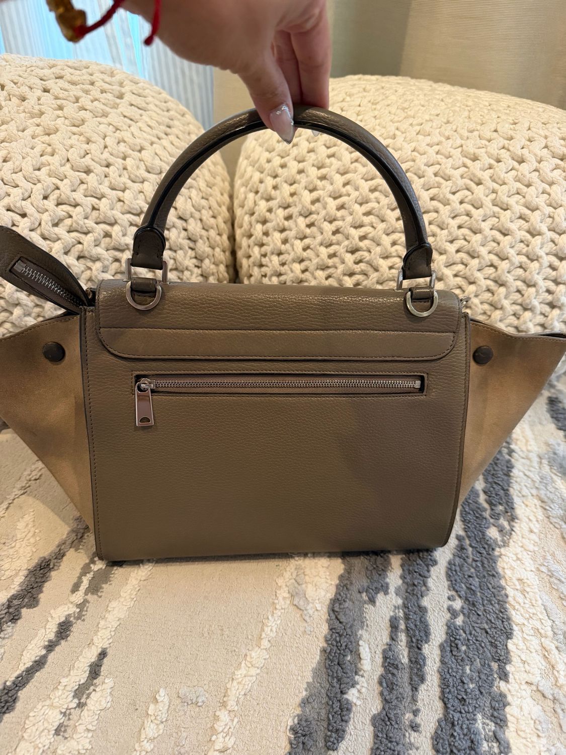 Celine Trapeze Medium Shoulder Pebbled Leather Suede