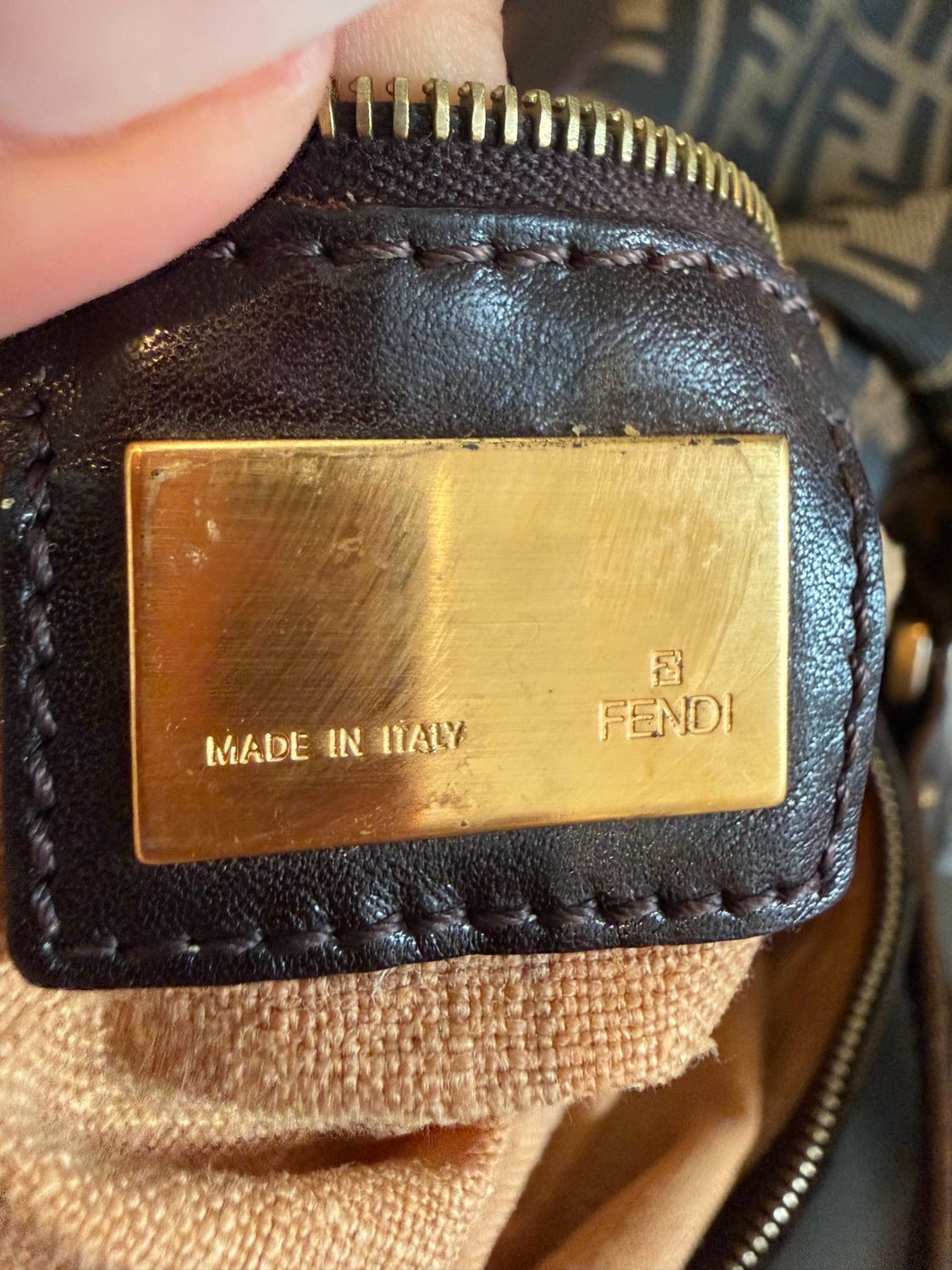 Fendi Zucca Tobacco Oyster Hobo Shoulder Bag