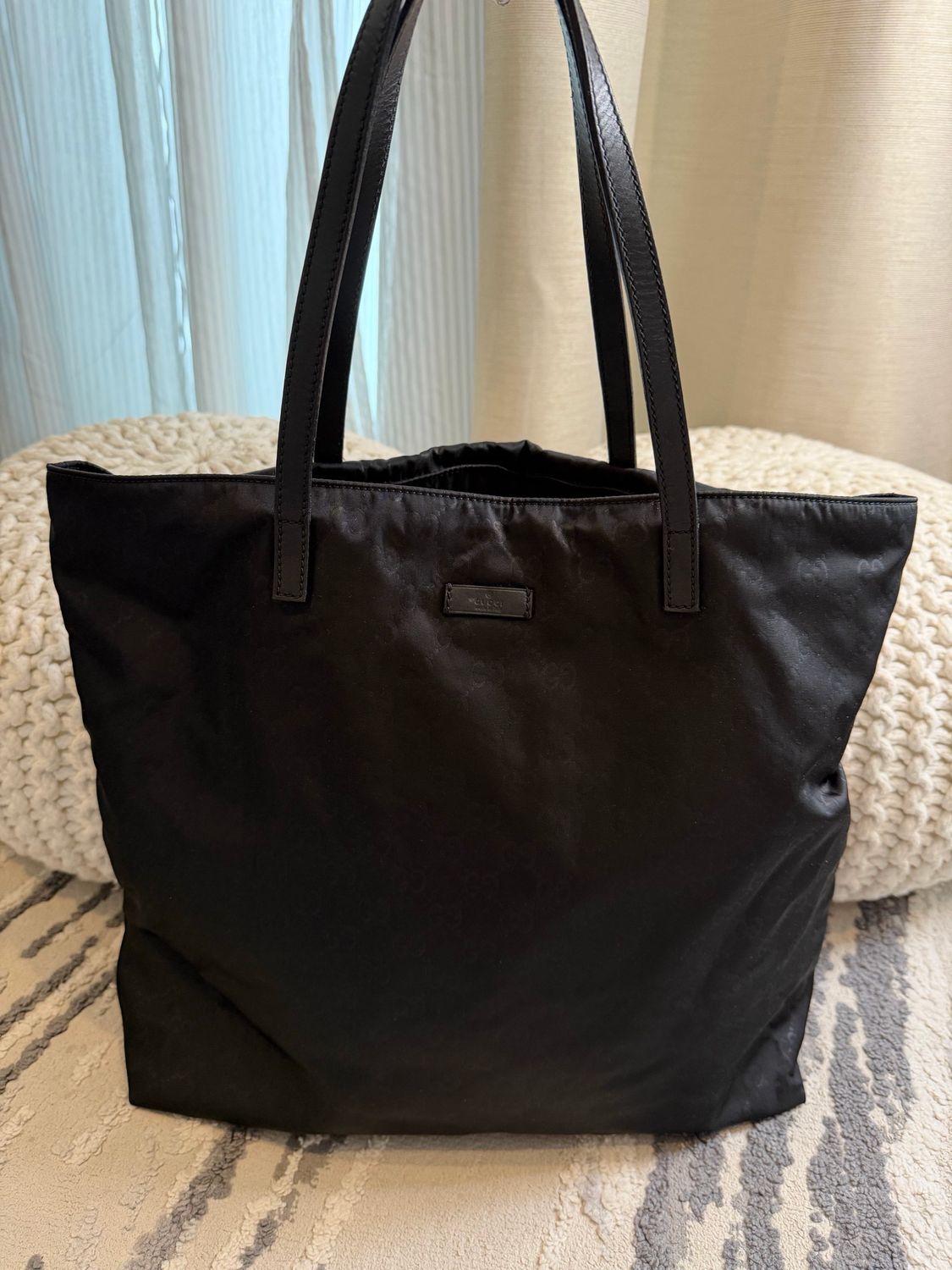 Gucci Monogram Nylon Large Shopper Tote Shoulder Bag