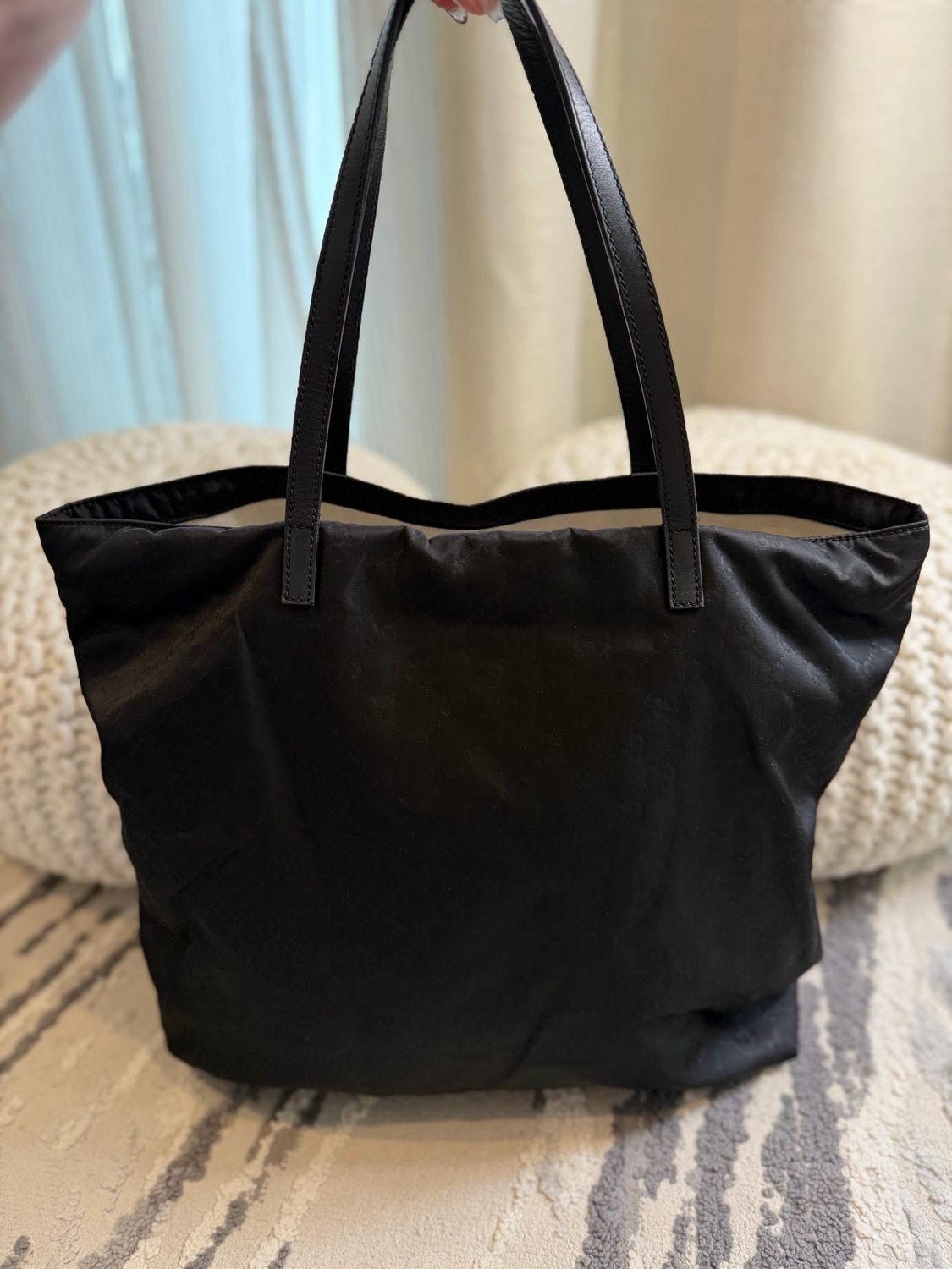 Gucci Monogram Nylon Large Shopper Tote Shoulder Bag