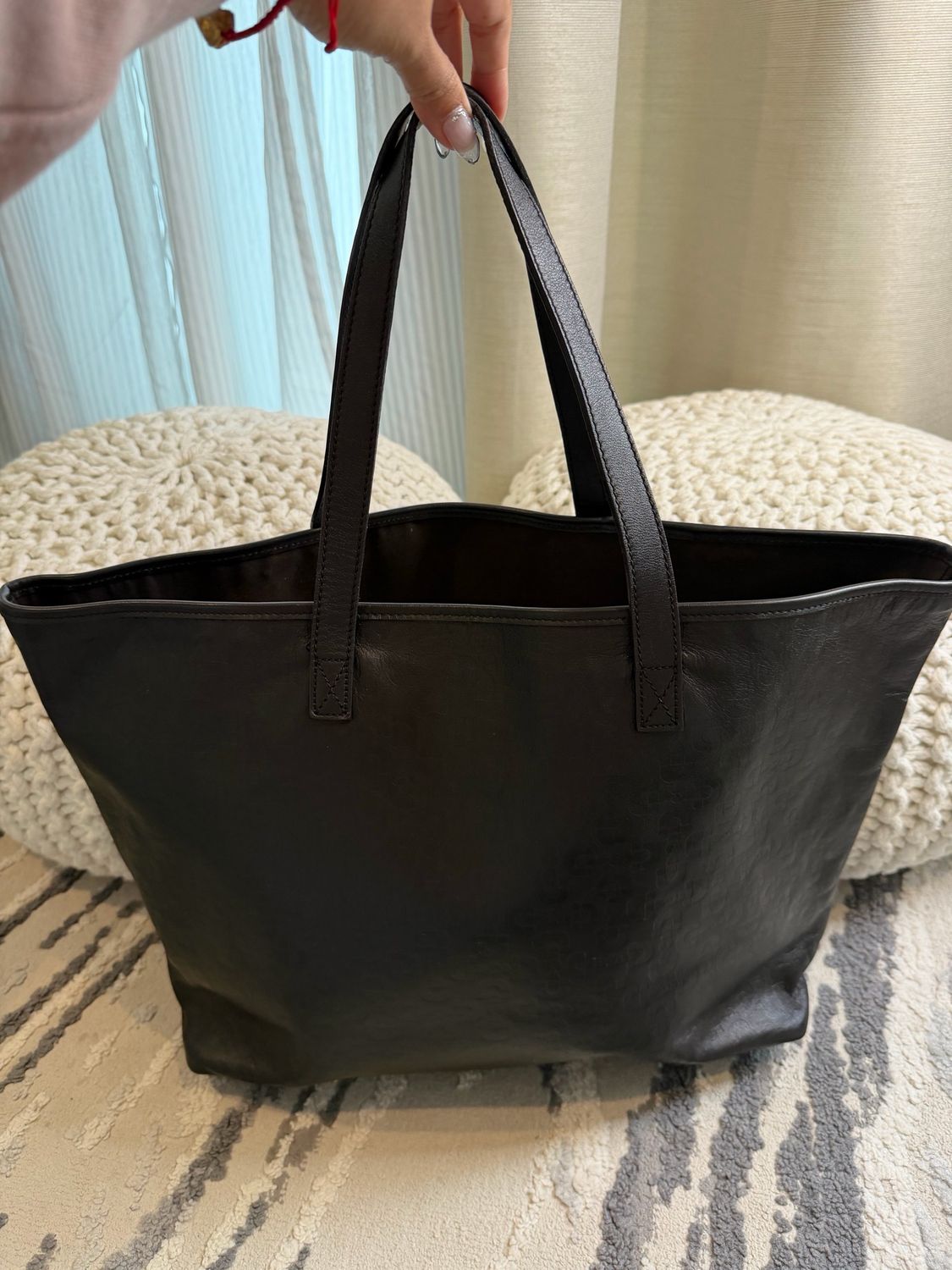 Gucci Monogram Horsebit Leather Shopper Tote Large Dark Brown