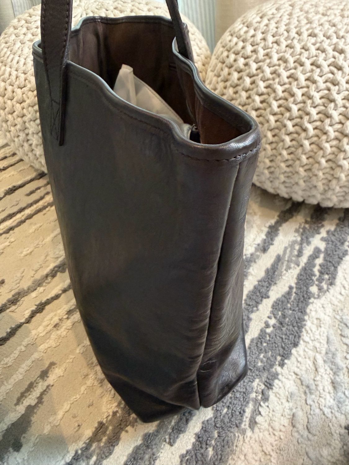 Gucci Monogram Horsebit Leather Shopper Tote Large Dark Brown